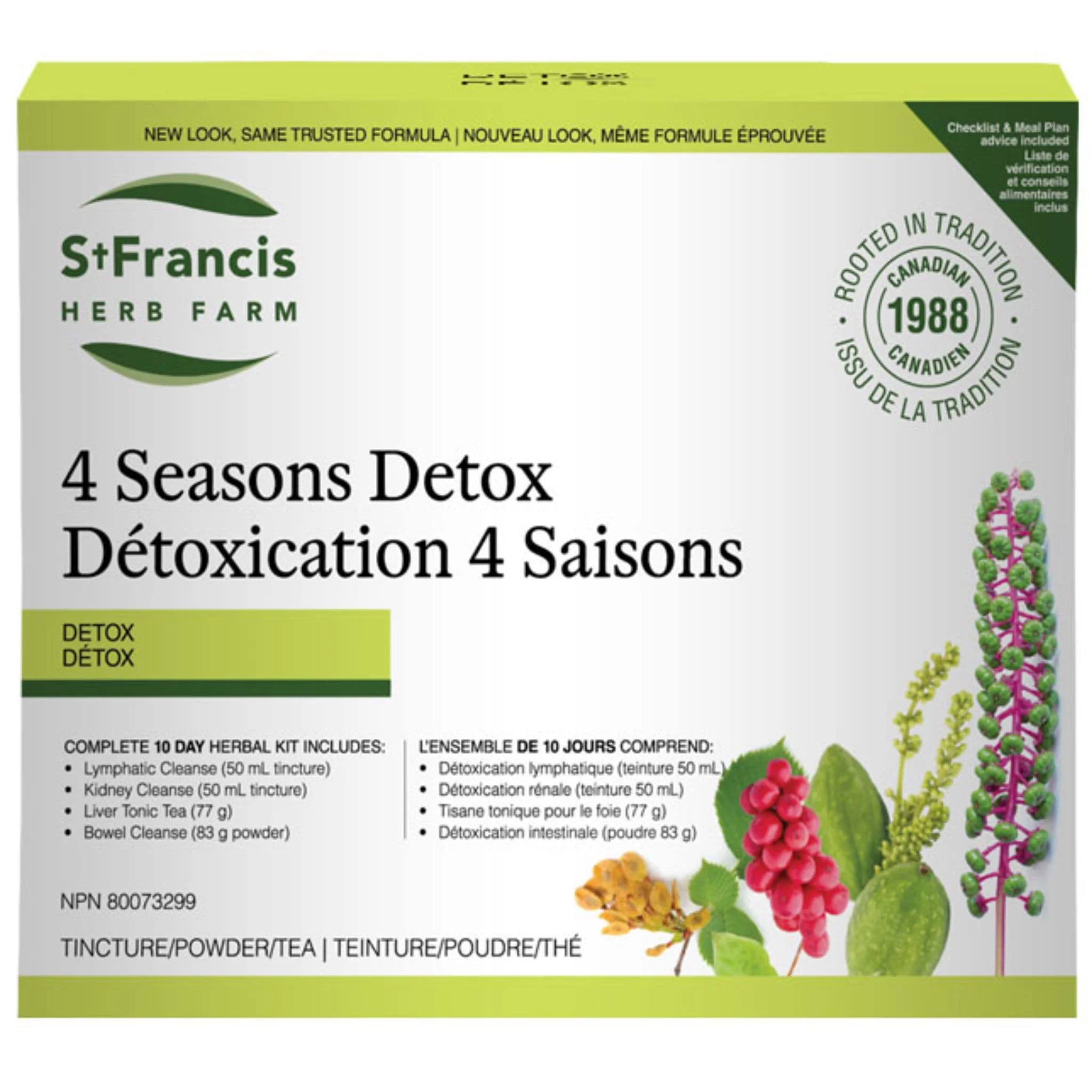 St. Francis 4 Seasons Detox Kit to Support Lympathic, Liver, Kidney and Bowel Health, Complete 10-Day Kit