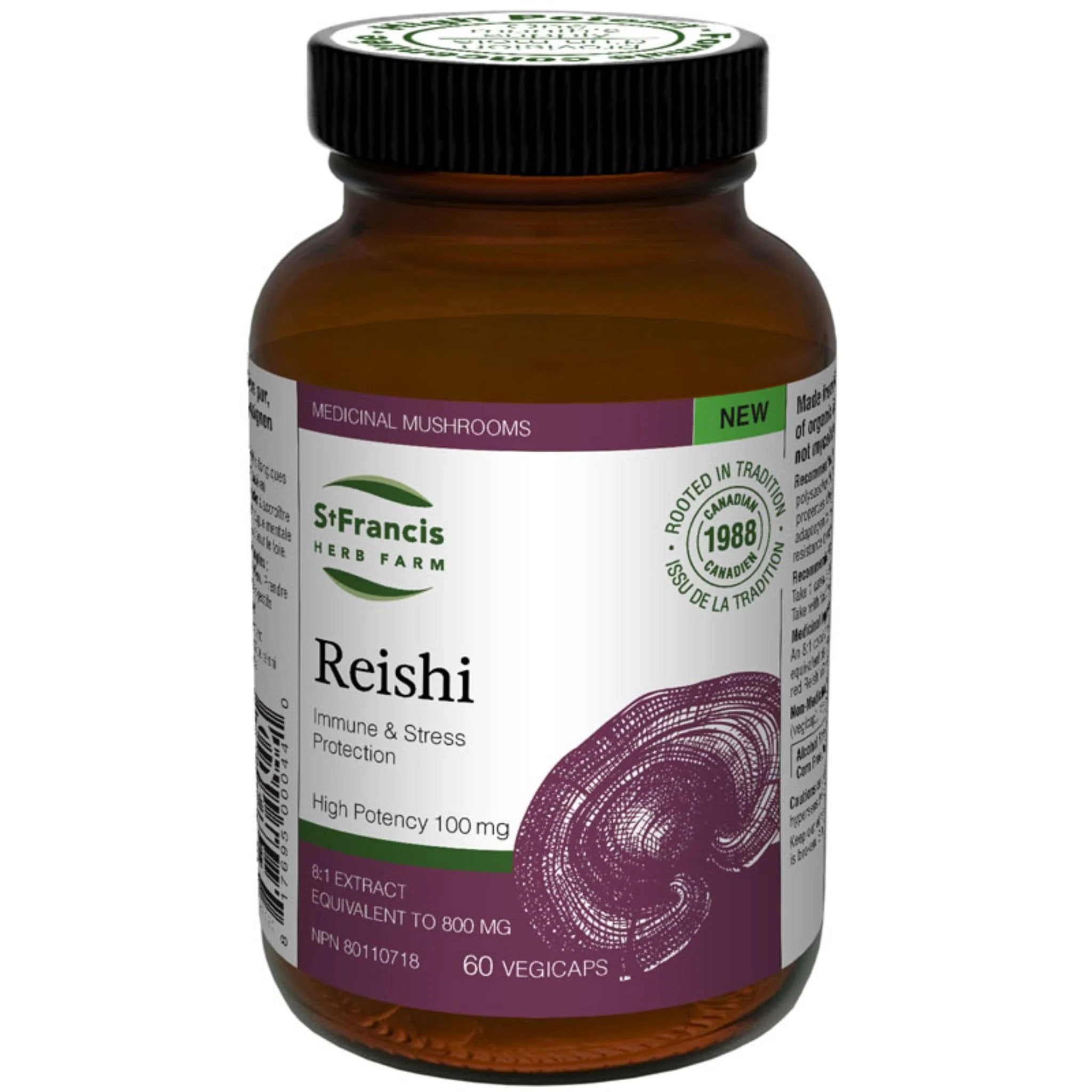 St. Francis Reishi Mushroom, Immune and Stress Protection, 60 Vegetable Capsules