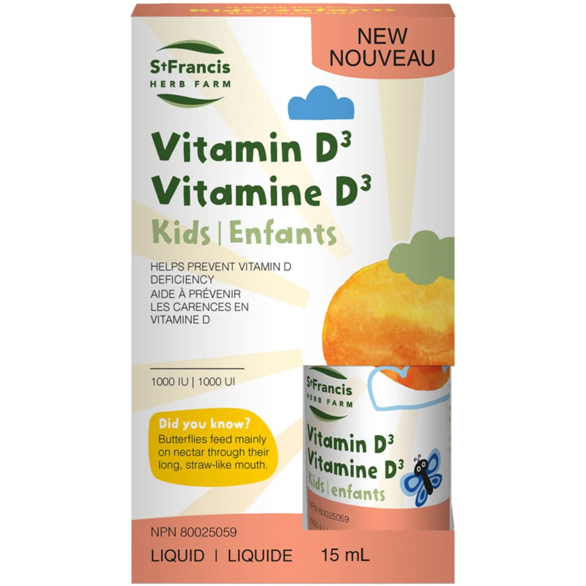St. Francis Vitamin D3 For Kids 1000IU Liquid Drops, 15ml