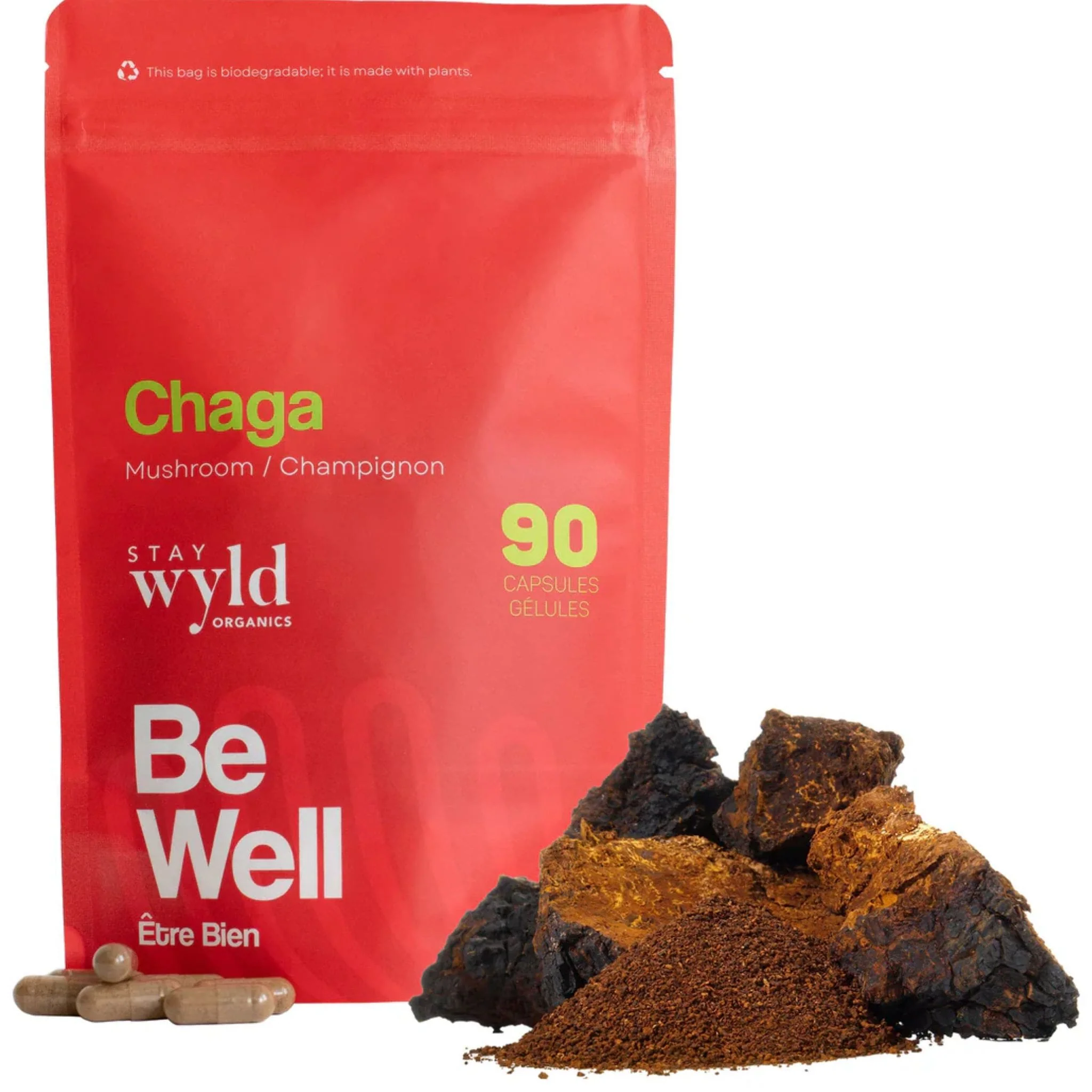 Stay Wyld Organics Chaga, 90 Capsules
