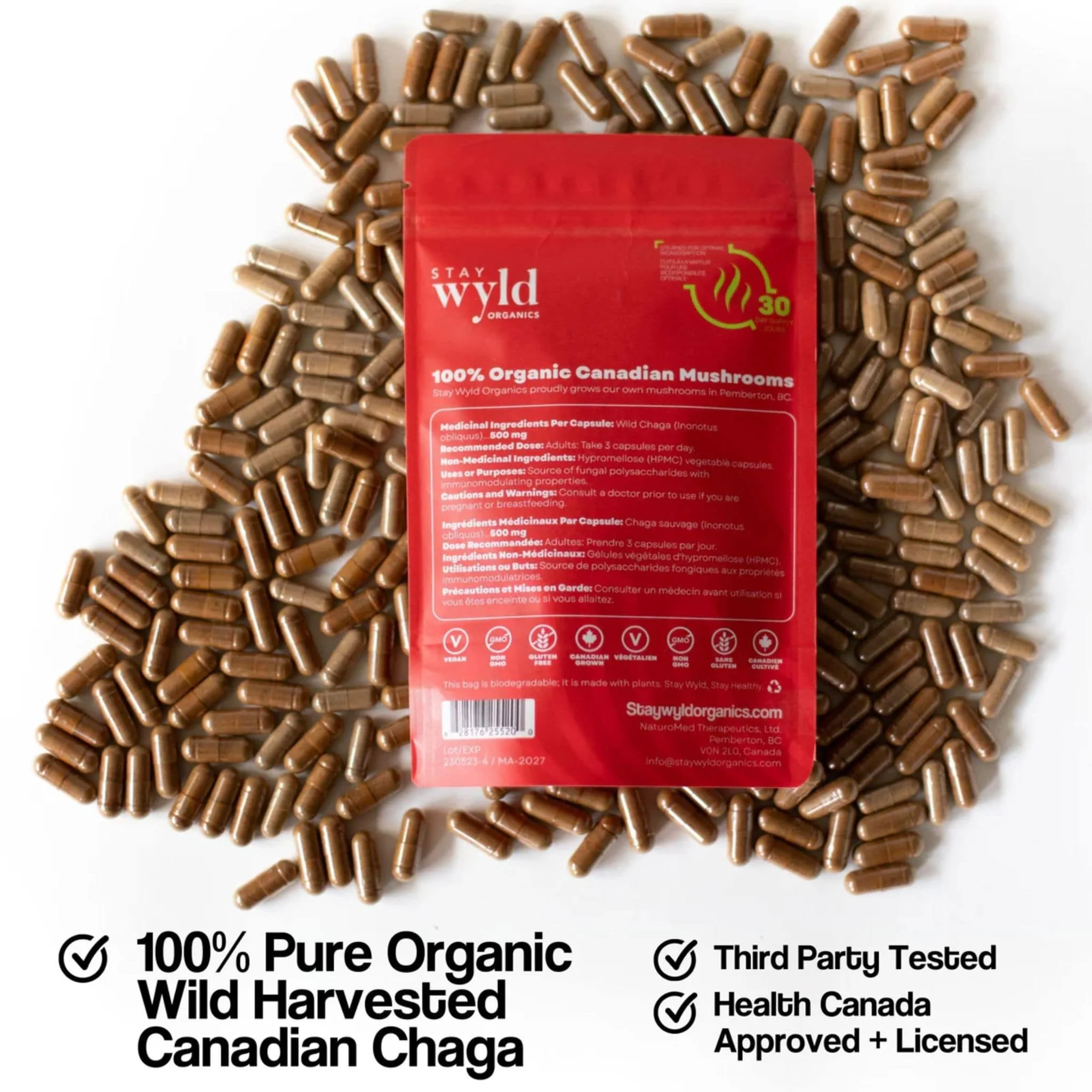 Stay Wyld Organics Chaga, 90 Capsules - Image 4