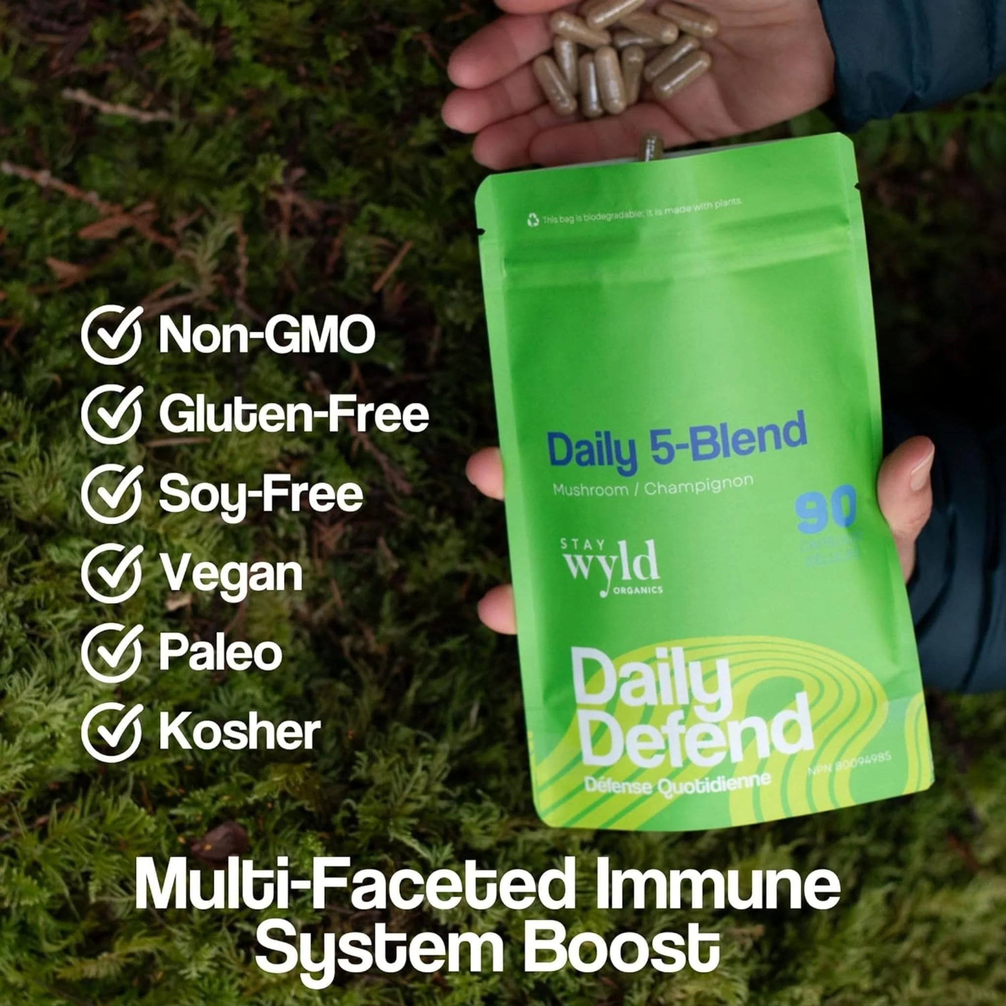 Stay Wyld Organics Daily Defend (Formerly Daily Immunity) Mushroom Blend, 90 Capsules - Image 5