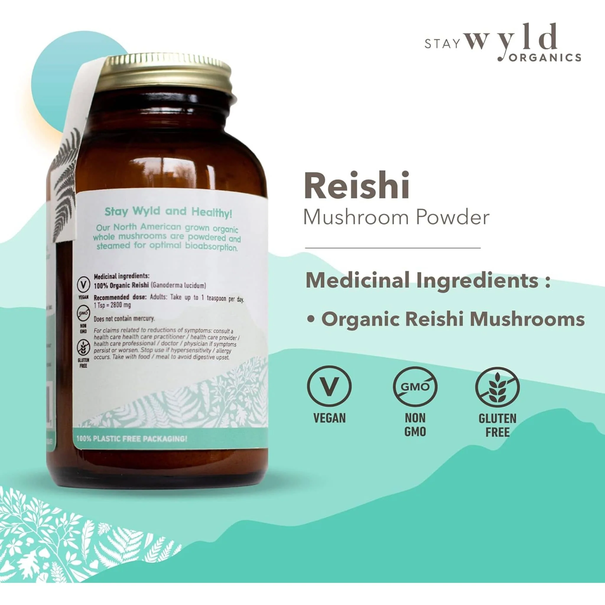 Stay Wyld Organics Reishi Mushroom Powder (Stress & Anxiety Support), 100g Powder CLEARANCE 50% Off Final Sale - Image 4