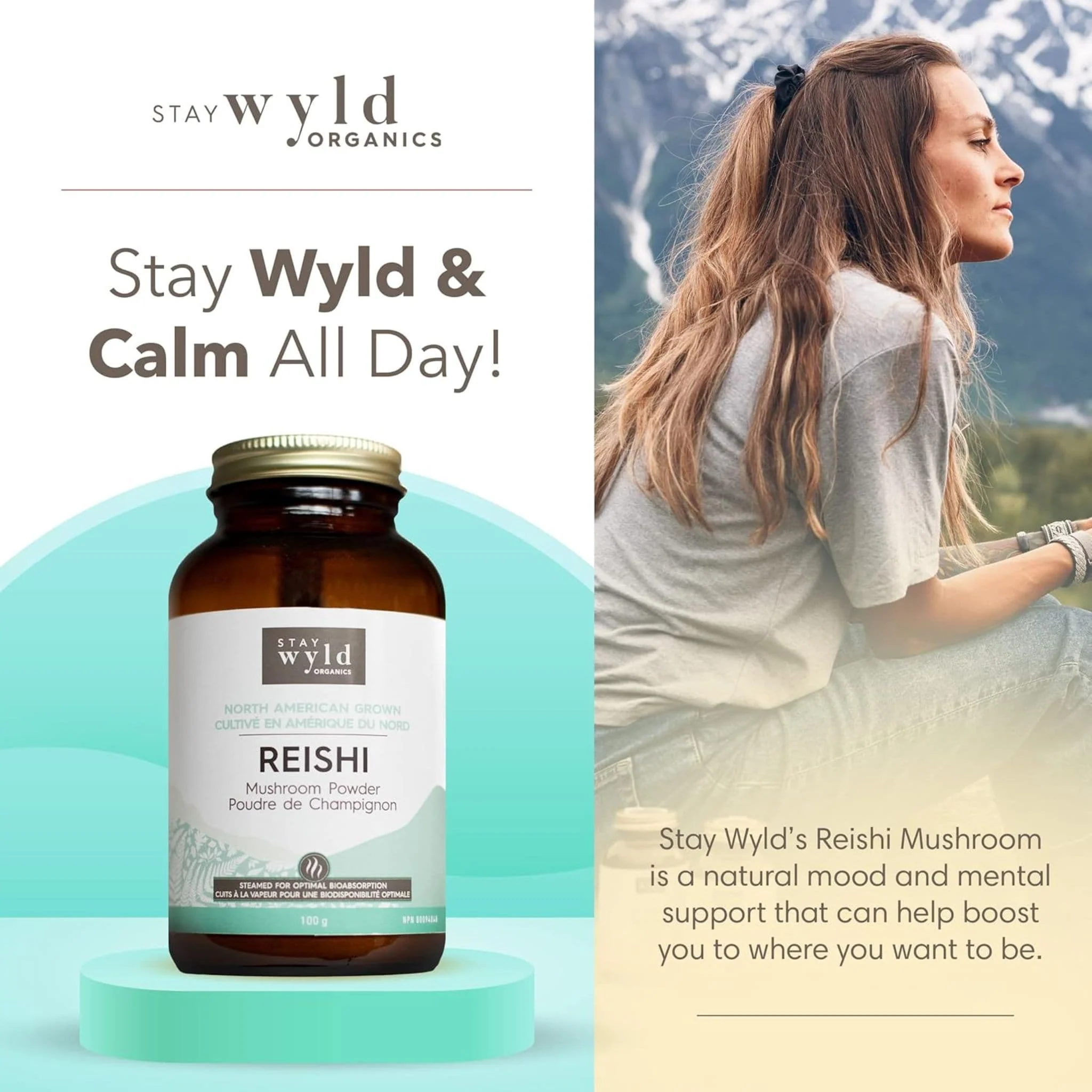 Stay Wyld Organics Reishi Mushroom Powder (Stress & Anxiety Support), 100g Powder CLEARANCE 50% Off Final Sale - Image 5