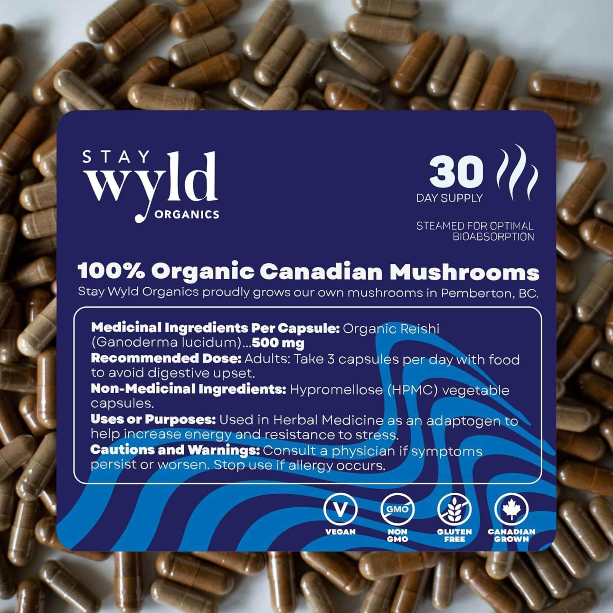 Stay Wyld Organics Reishi (Stress & Anxiety Support), 90 Capsules - Image 3