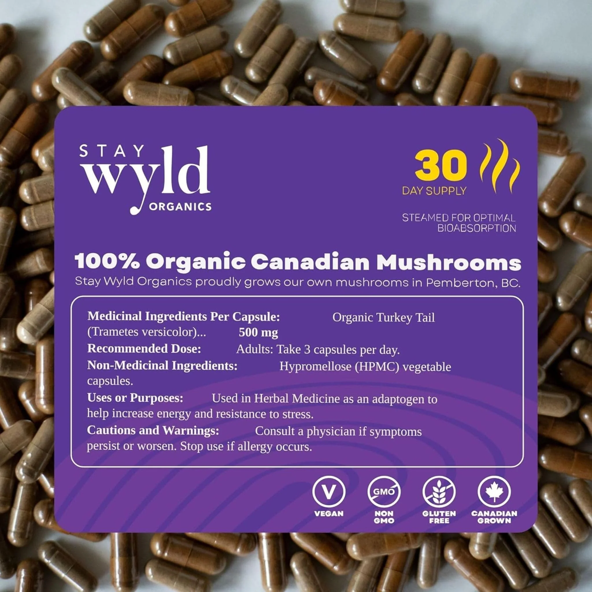 Stay Wyld Organics Turkey Tail (Immune System Support), 90 Capsules - Image 3