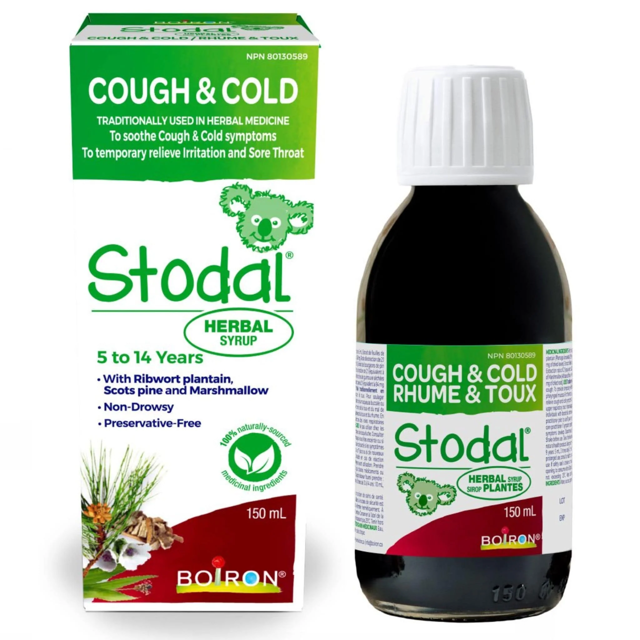 Boiron Stodal Herbal Syrup, Soothe and Relieve Cold and Cough, Dry Coughs and Throat Irritation, Support Treatment of Upper Respiratory Infections, Age 5-14 Years, 150ml - Image 2