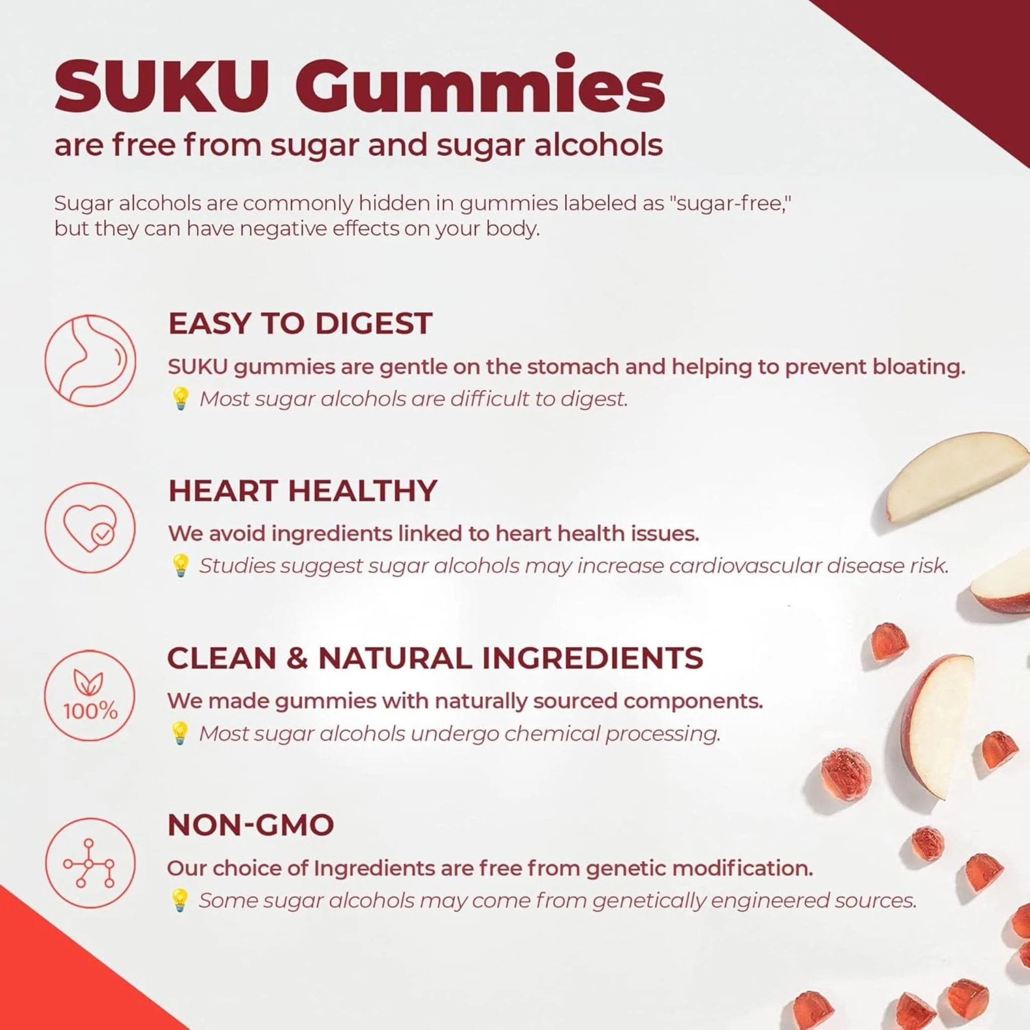 Suku Vitamins Appley Ever After (Apple Cider Vinegar Gummies with Mother), 60 Gummies - Image 8