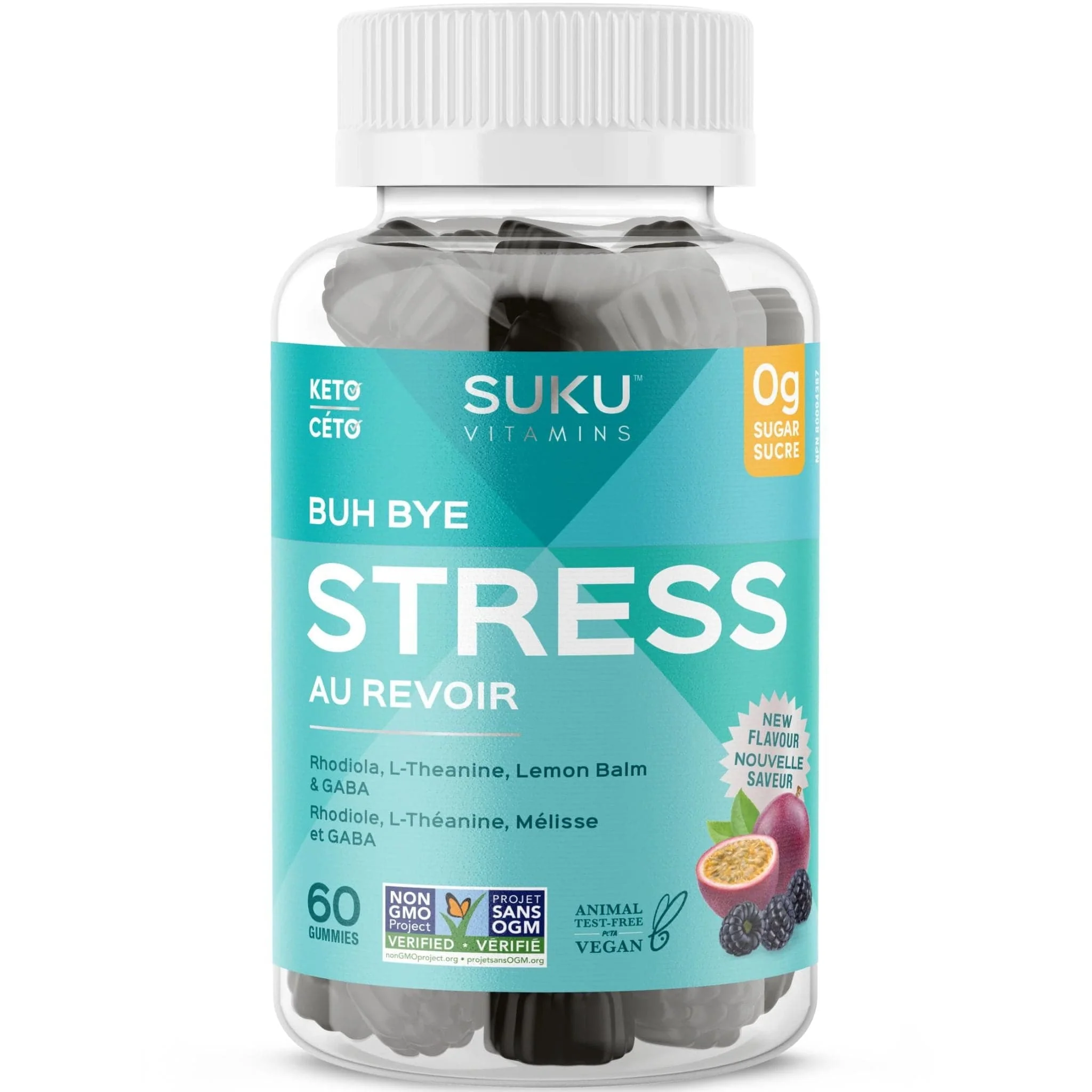 Suku Vitamins Buh Bye Stress Gummies (GABA, Rhodiola, L-Theanine & Lemon Balm), 60 Gummies - Image 2