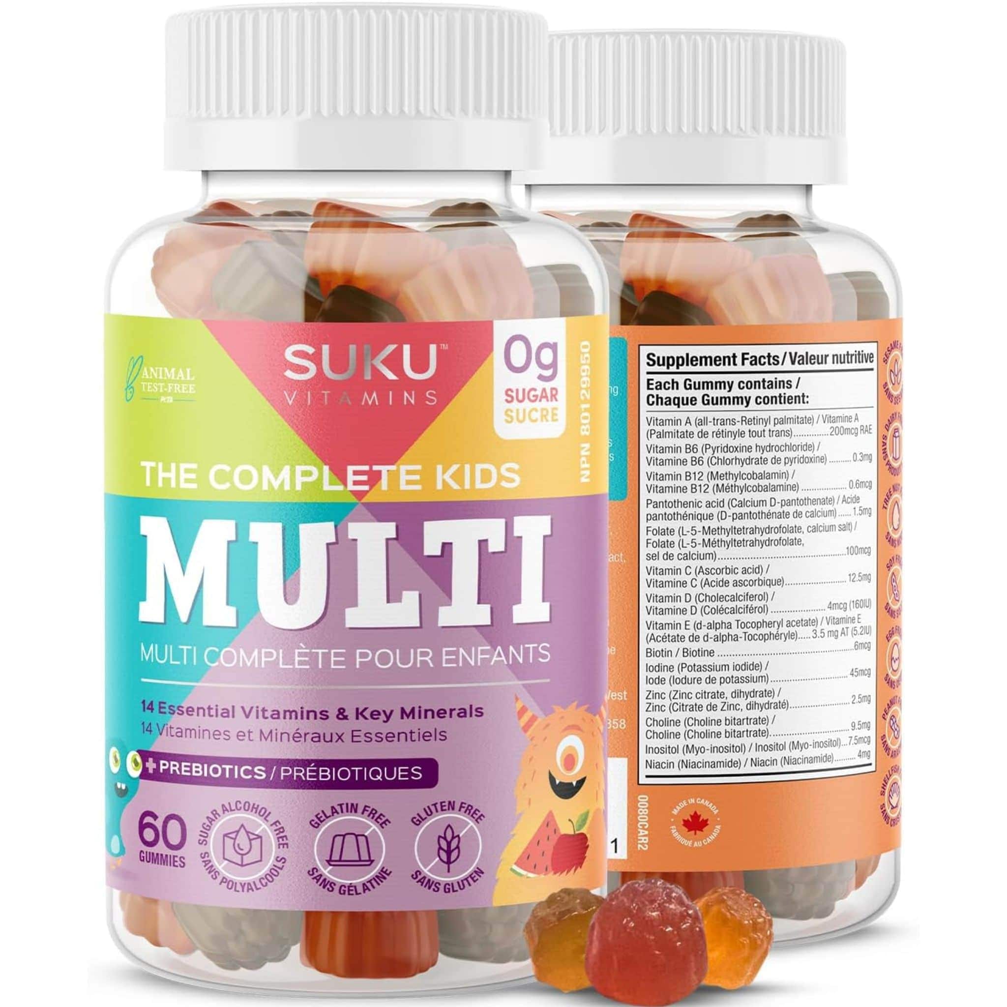 Suku Vitamins Complete Kids Gummy Multivitamin (with fiber), 60 Gummies