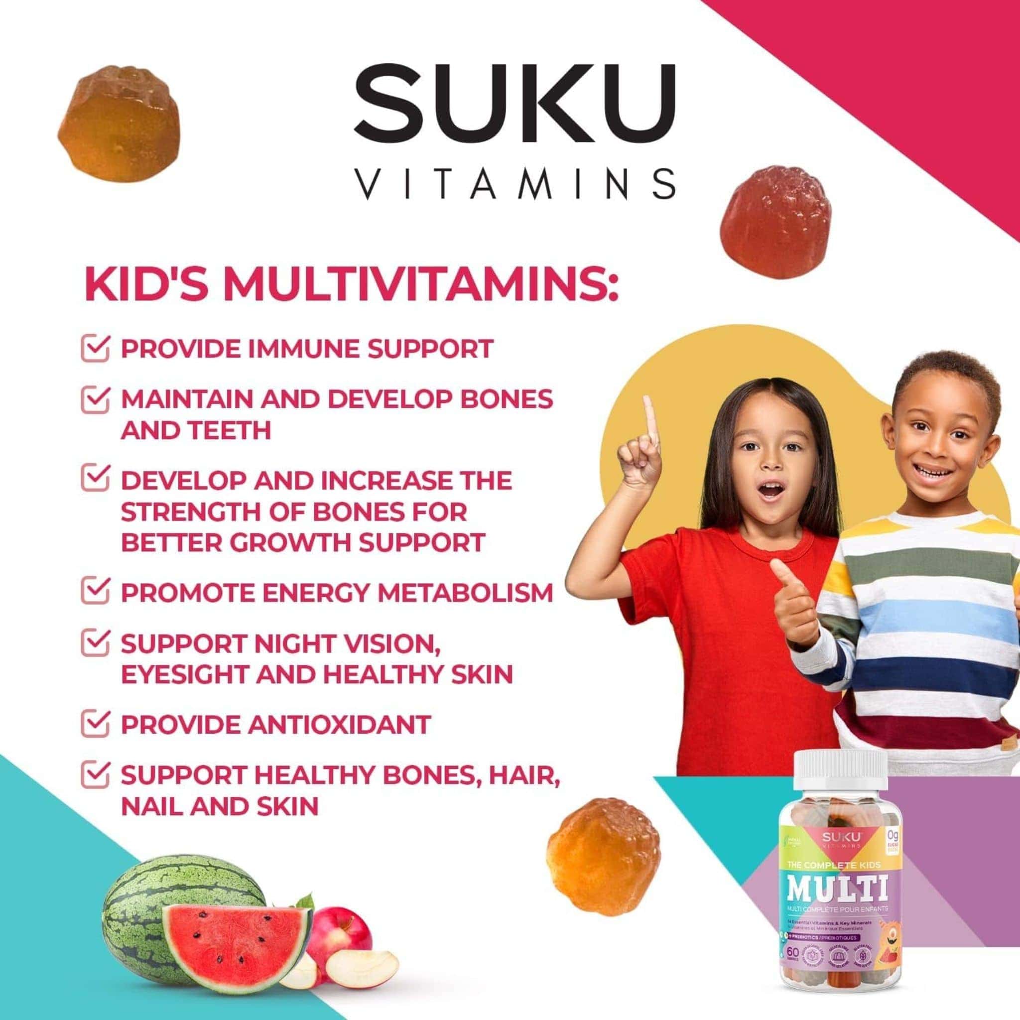 Suku Vitamins Complete Kids Gummy Multivitamin (with fiber), 60 Gummies - Image 4