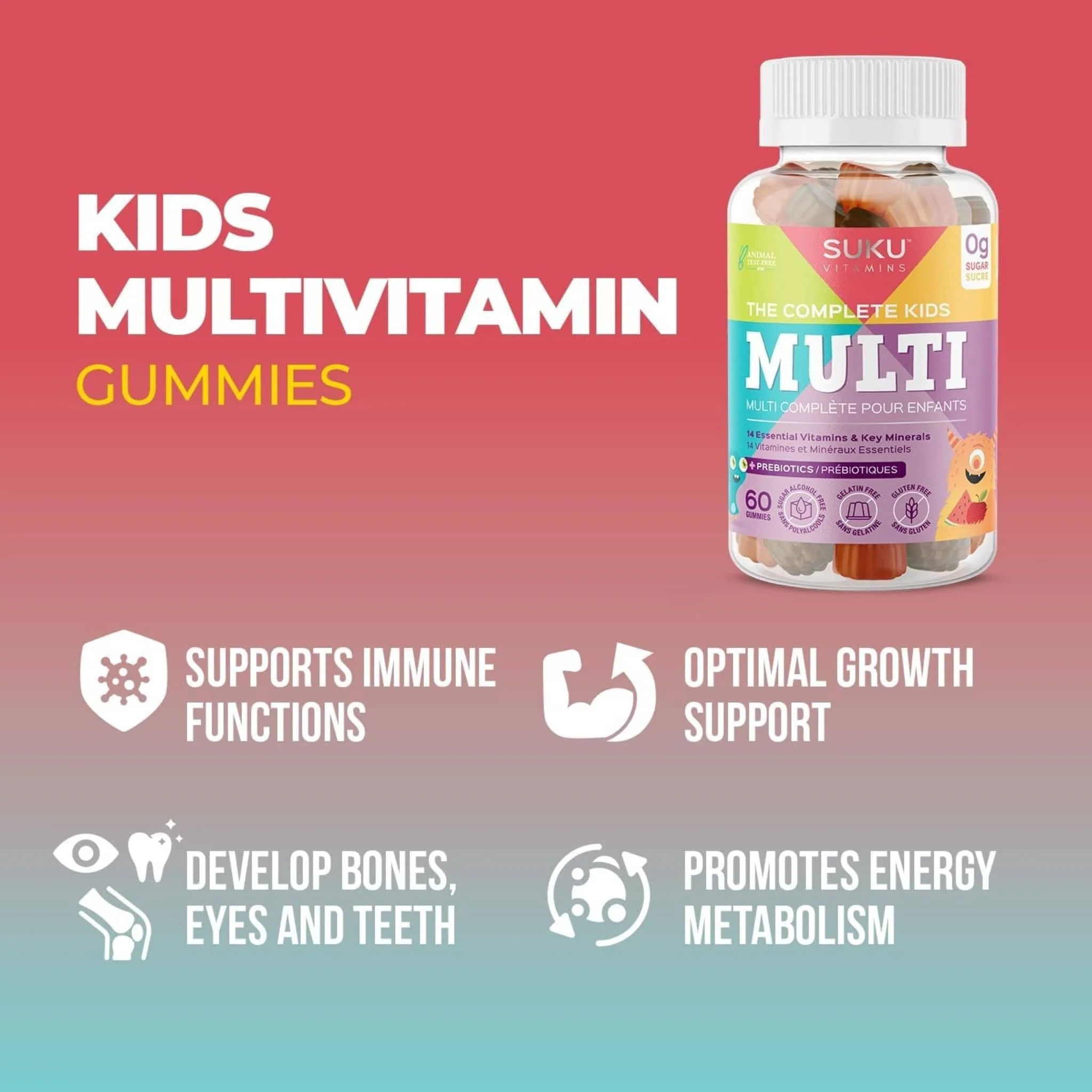 Suku Vitamins Complete Kids Gummy Multivitamin (with fiber), 60 Gummies - Image 6