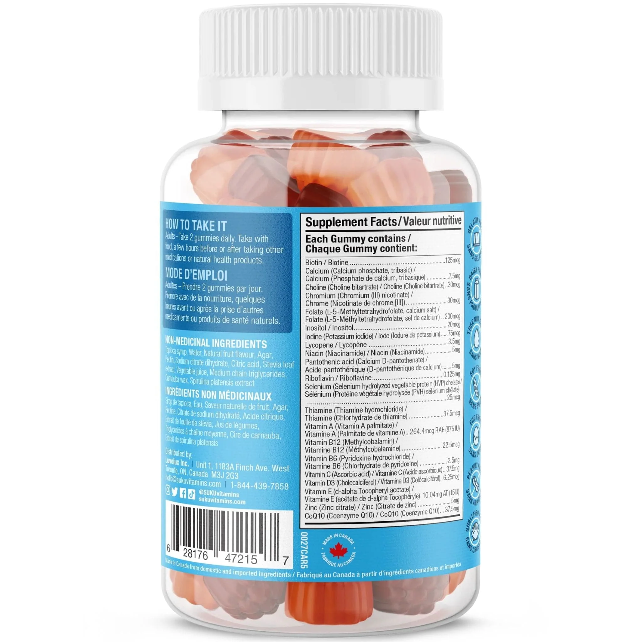 SUKU Vitamins Complete Men's Multi, 21 Essential Nutrients including CoQ10 and B12, Supports Energy, Immune and Prostate Health, 60 Gummies - Image 3