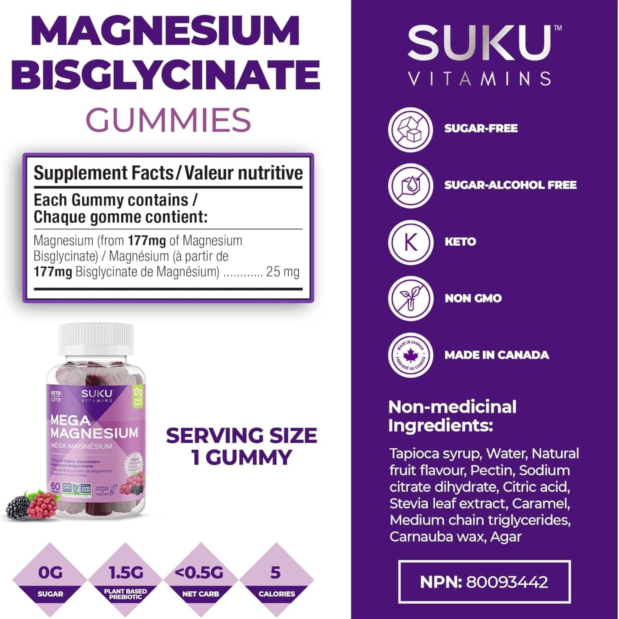 Suku Vitamins Mega Magnesium Gummies (Magnesium Bisglycinate 177mg), 60 Gummies - Image 2
