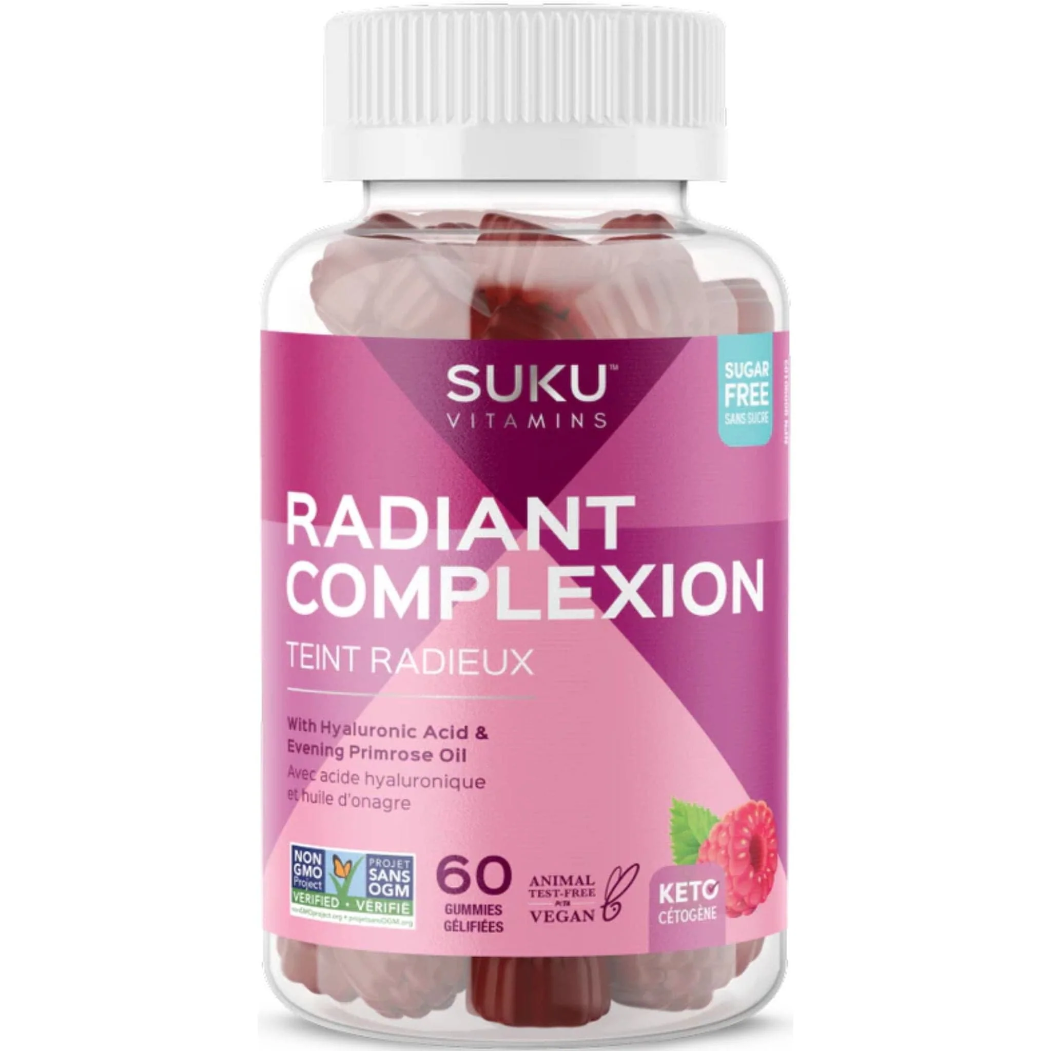 Suku Vitamins Radiant Complexion (with Hyaluronic Acid & Evening Primrose Oil), 60 Gummies
