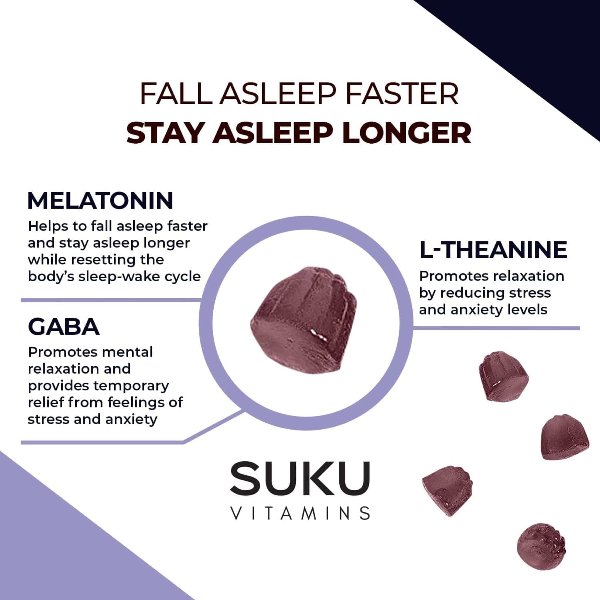 Suku Vitamins Restful Sleep (Melatonin, L-Theanine & GABA), 60 Gummies - Image 5