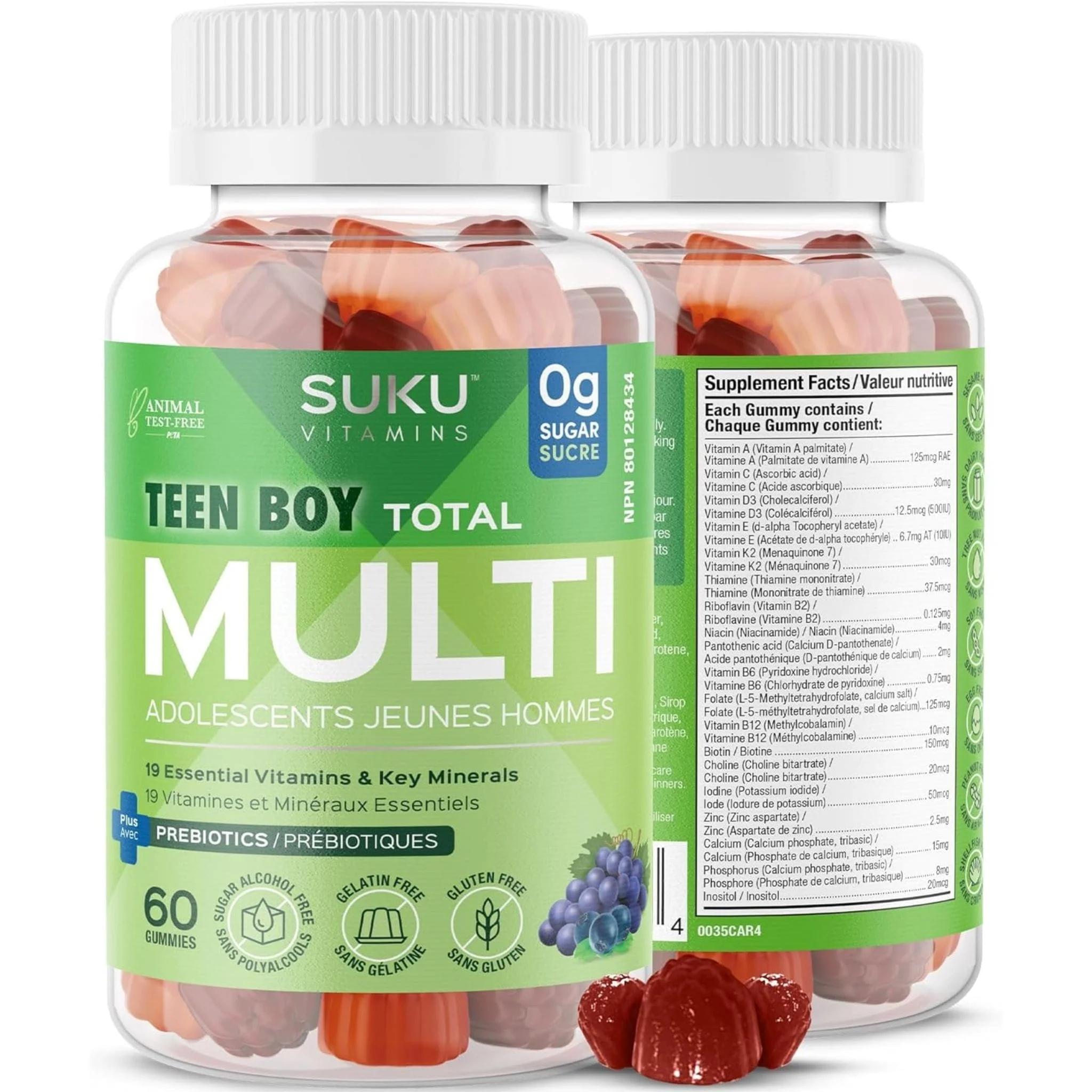 Suku Vitamins Teen Boy Total Multivitamin, 60 Gummies