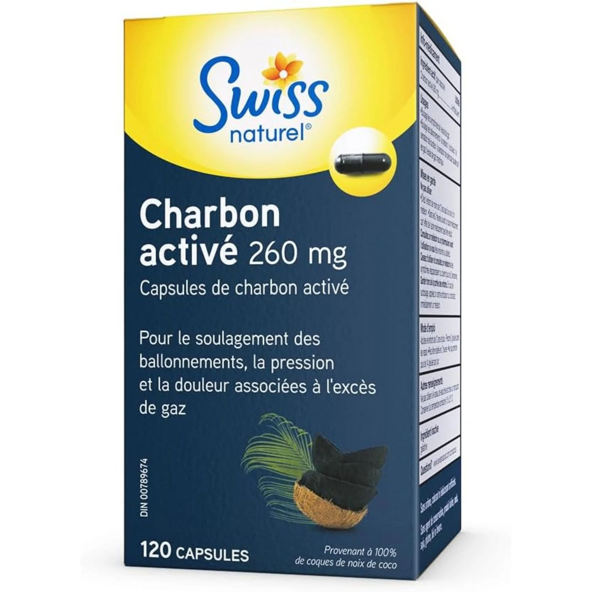 Swiss Natural Activated Charcoal 260mg, 120 Capsules - Image 3