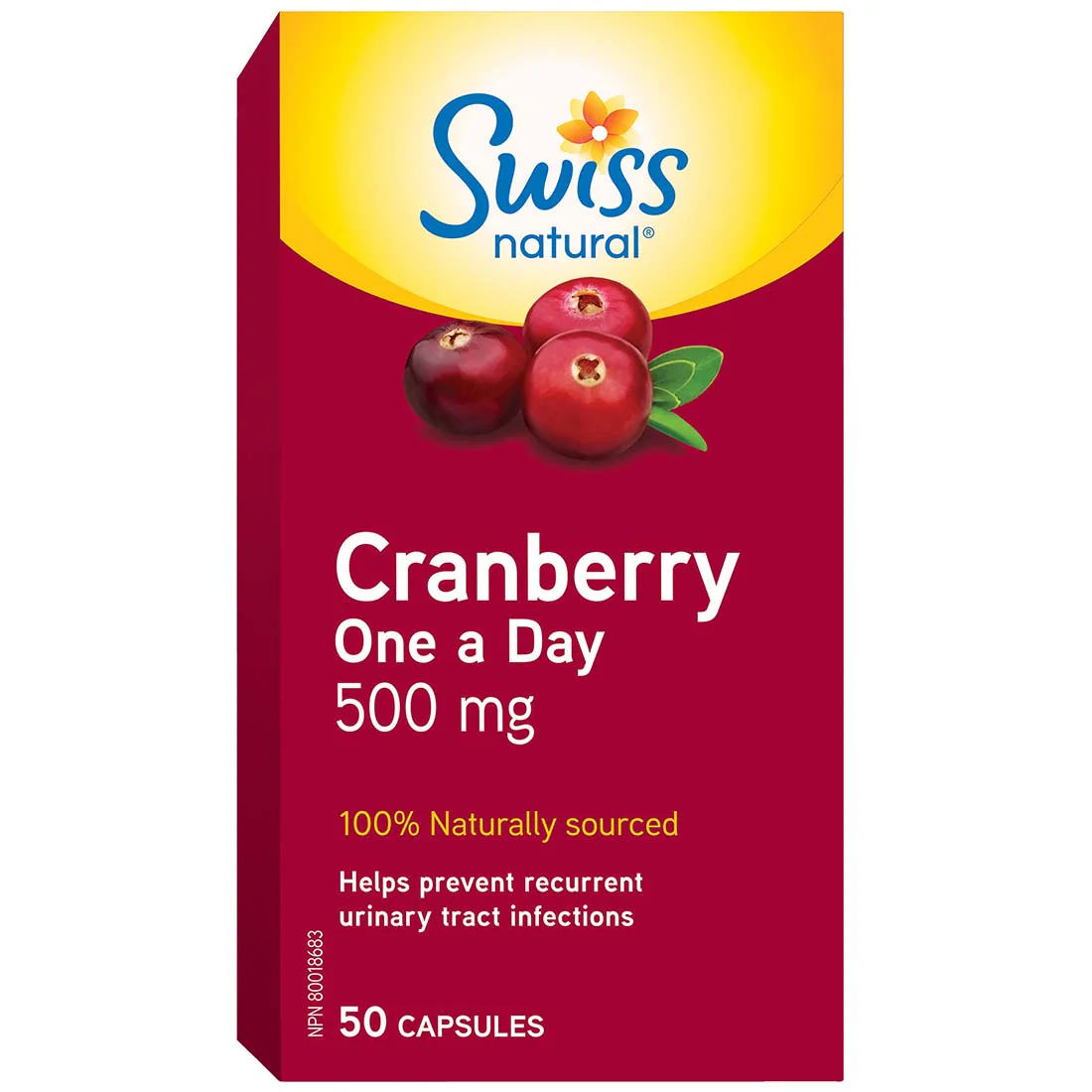 Swiss Natural Cranberry One a Day 500mg, 50 Capsules - Image 2