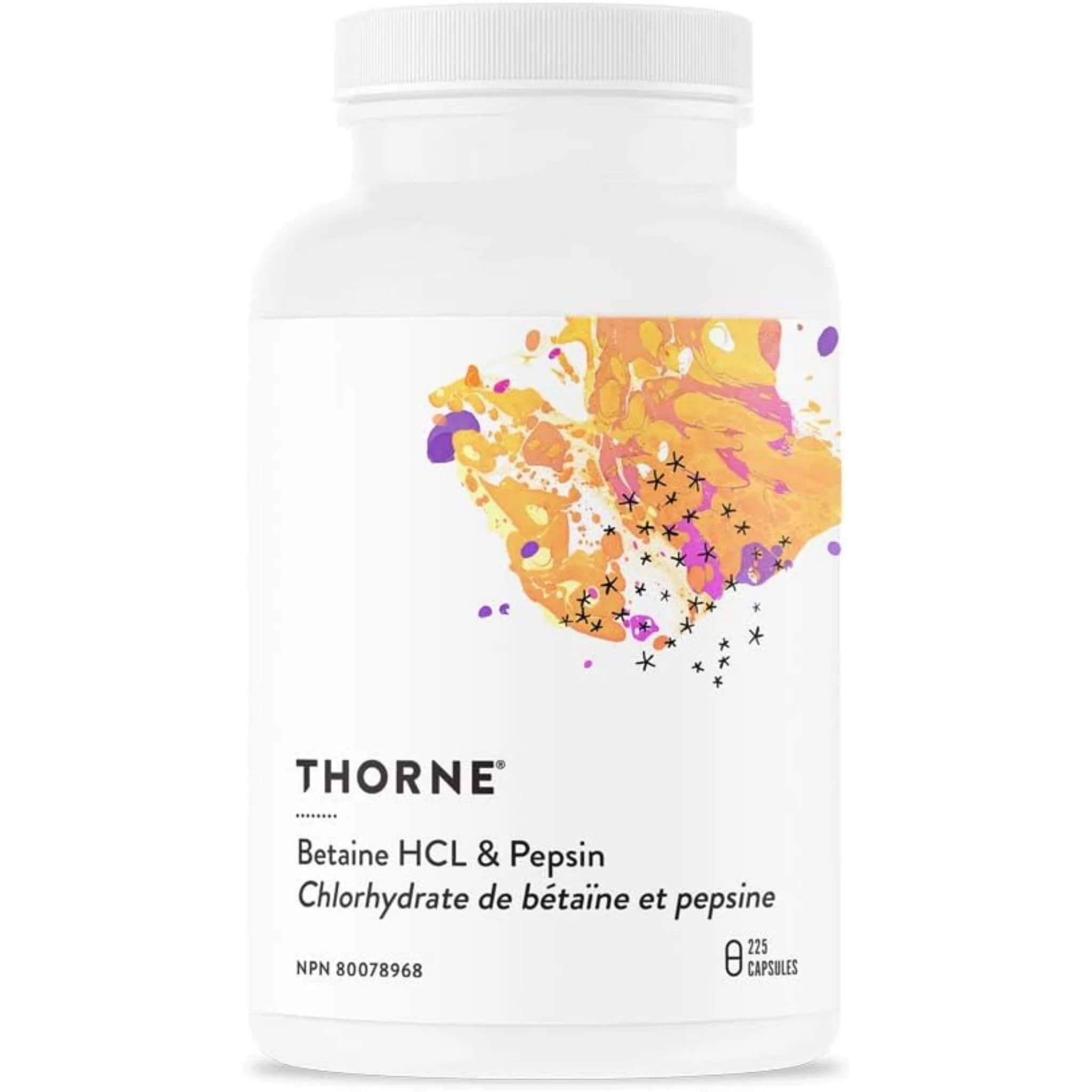 Thorne Betaine HCL & Pepsin, 225 Capsules