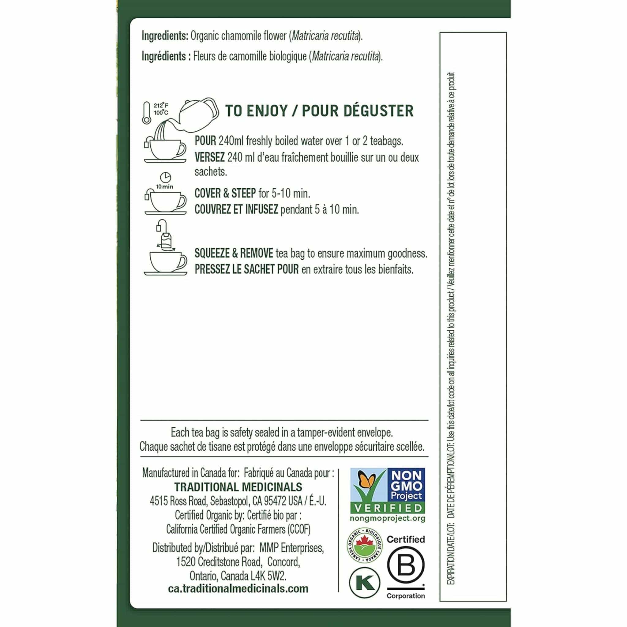 Traditional Medicinals Organic Chamomile Tea, 16 Wrapped Tea Bags - Image 3