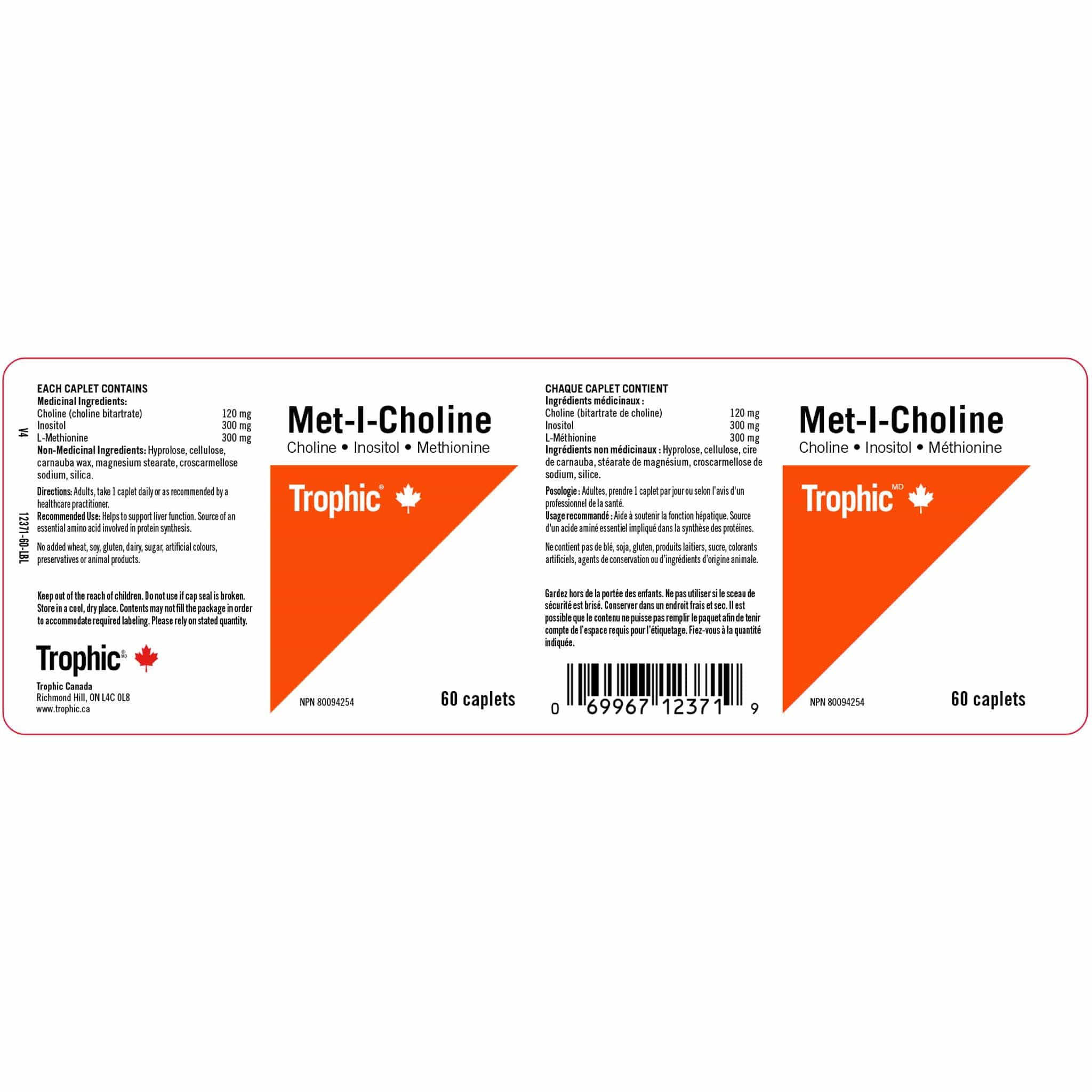 Trophic Met-L-Choline (Formerly Tri-Lipotropic Choline-Inositol-Methionine), 60 Caplets - Image 2