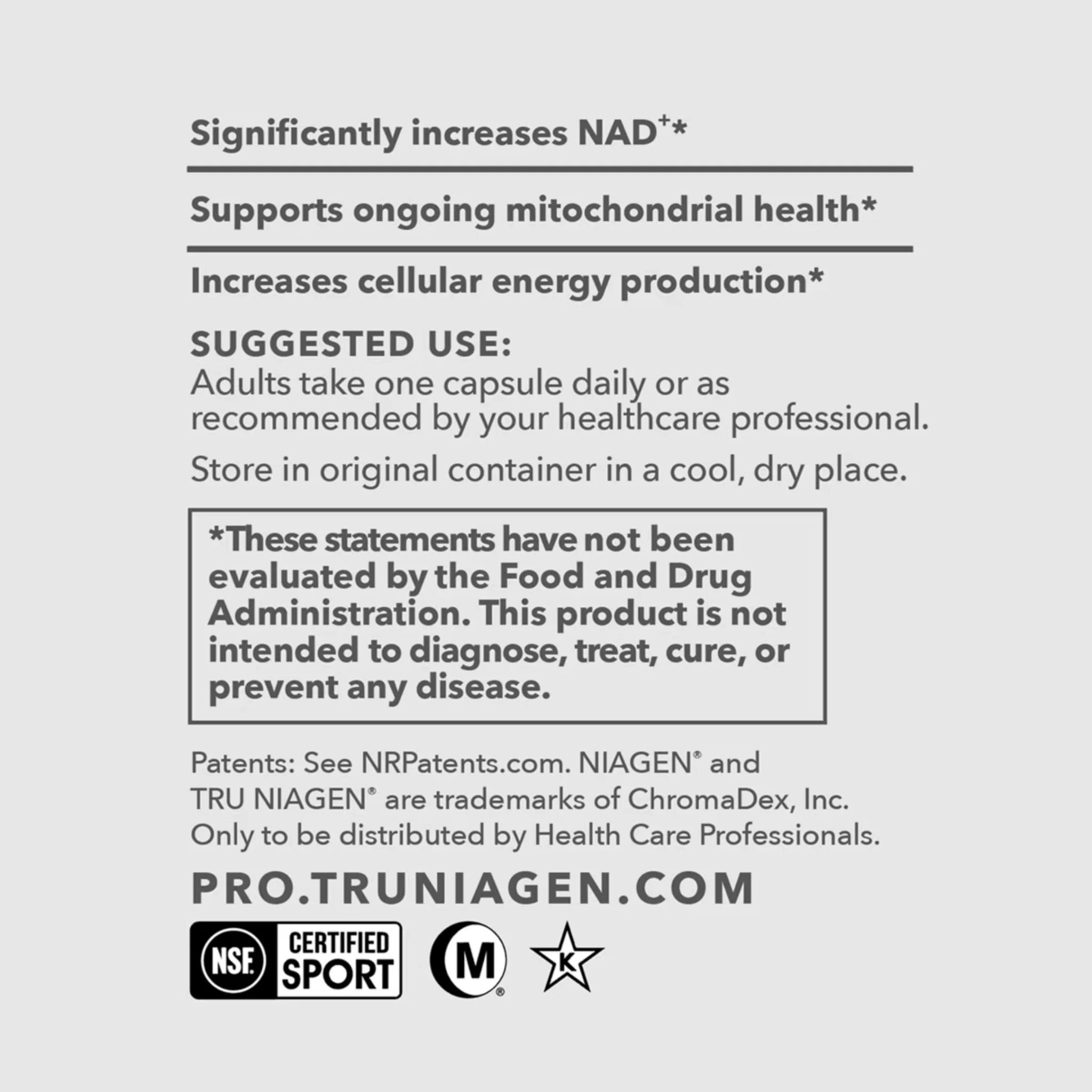 Tru Niagen Pro 500mg, Supports Cellular Energy, Repair and Mitochondria Health, 30 Vegetable Capsules - Image 4