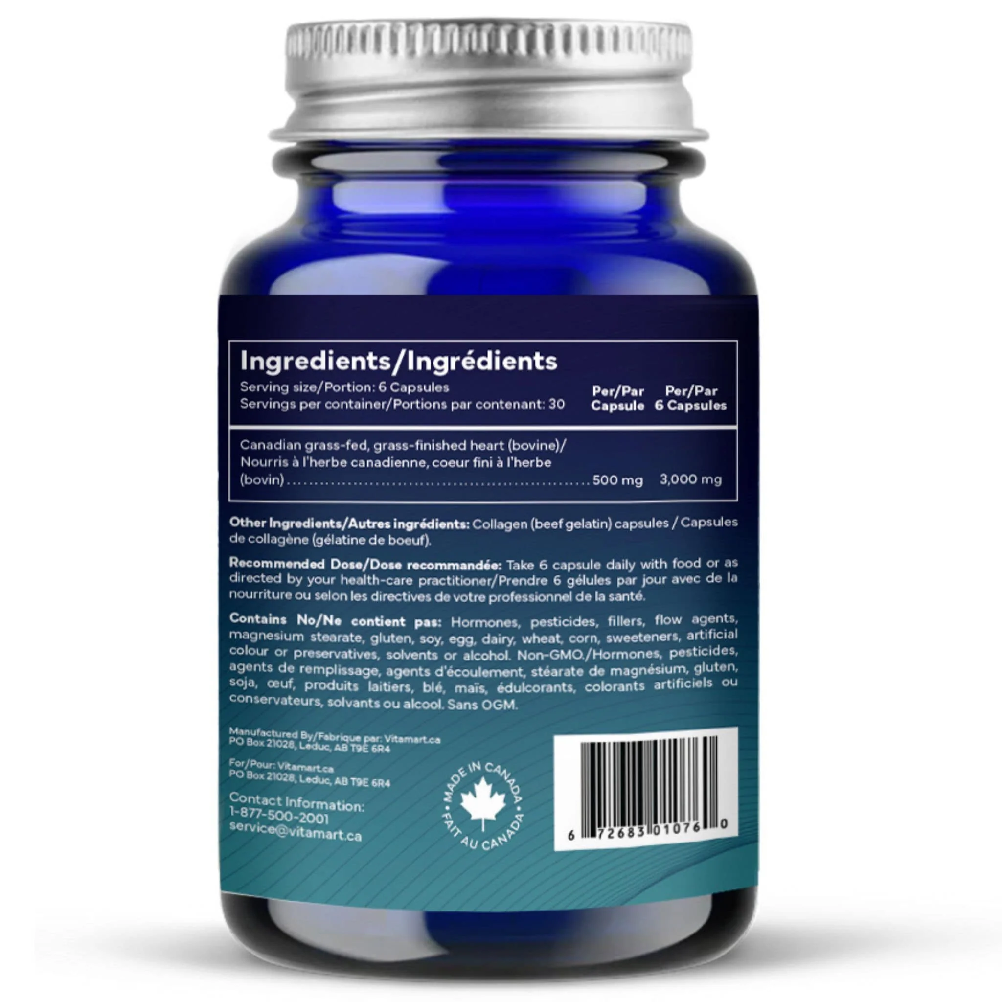 TRUMARK Grass-Fed Beef Heart 500mg, 100% Pure, No Fillers, Supports Heart, Energy and Muscle Health, 180 Capsules - Image 3