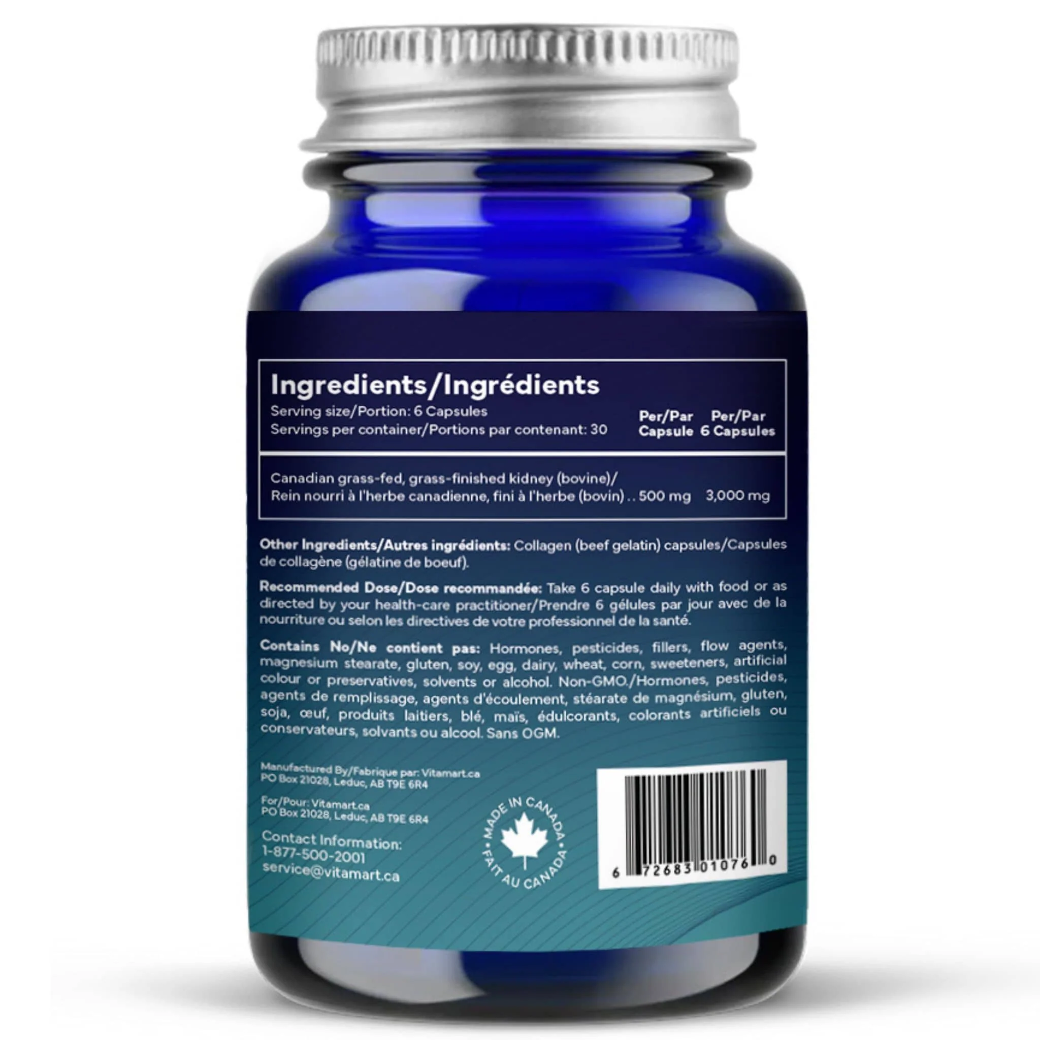 TRUMARK Grass-Fed Beef Kidney 500mg, 100% Pure, No Fillers, Supports Kidney Health, Energy, Detox and Histamine Metabolism, 180 Capsules - Image 3