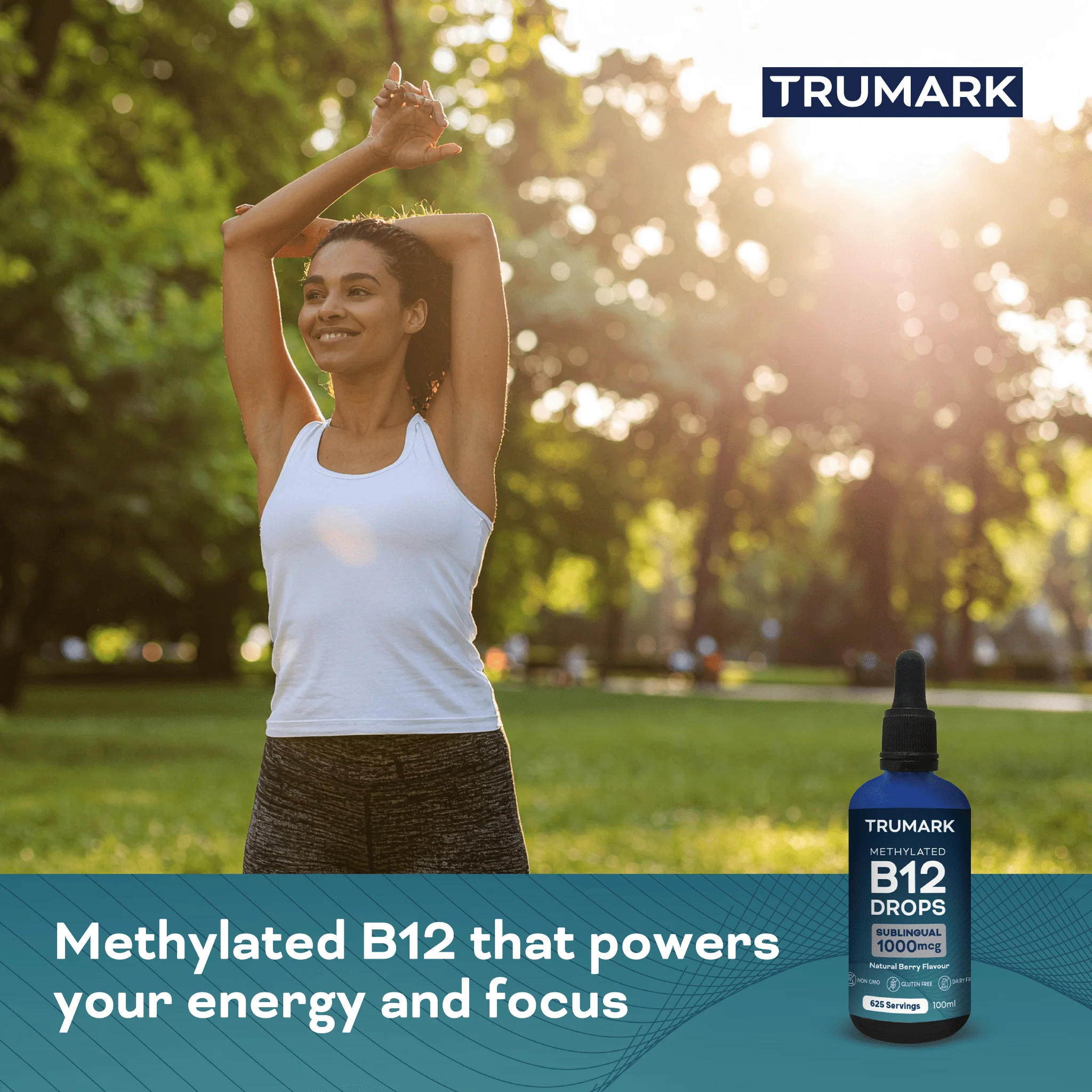 TRUMARK Methylated Vitamin B12 Drops 1000mcg, Sublingual B12 Liquid, Supports Energy, Nervous System & Red Blood Cell Health, Delicious Berry, 100ml / 625 Servings - Image 6