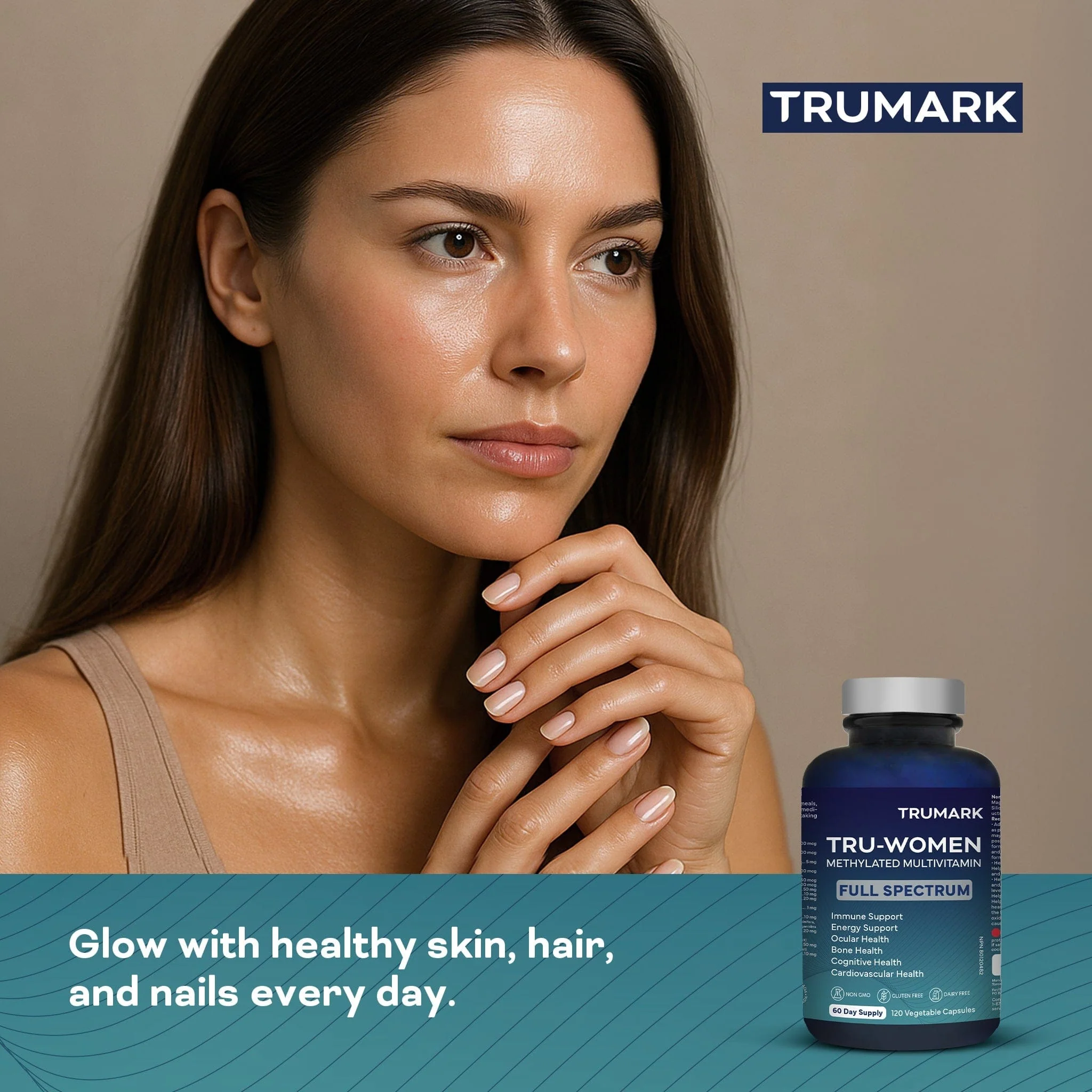 TRUMARK TRU-WOMEN Methylated Multivitamin for Women, Bioactive High Potency Daily Support for Energy, Mood, Hormones, Immunity, 60 Day Supply, 120 Vegetable Capsules - Image 8