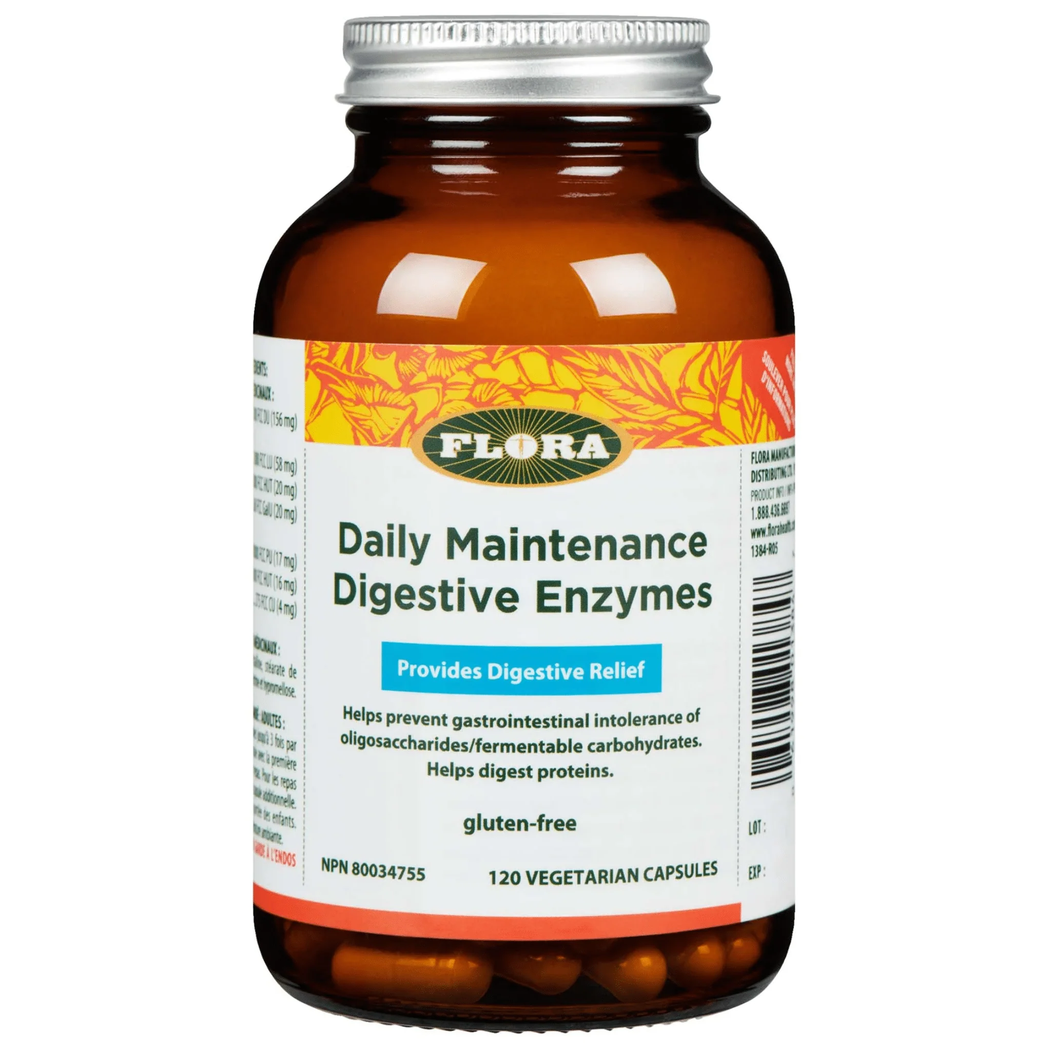 Flora Daily Maintenance Enzymes, Supports Digestion and Nutrient Absorption, 60-120 Vegetable Capsules - Image 4