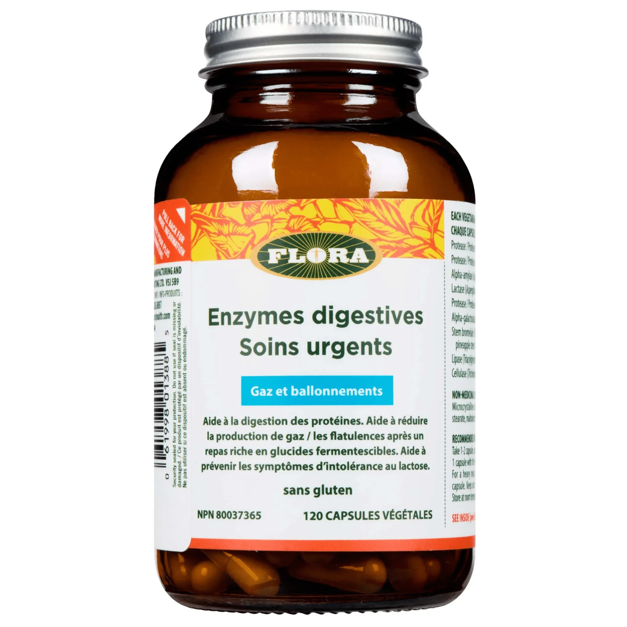 Flora Urgent Care Digestive Enzymes, Targeted Relief for Digestive Discomfort, 60-120 Vegetable Capsules - Image 5