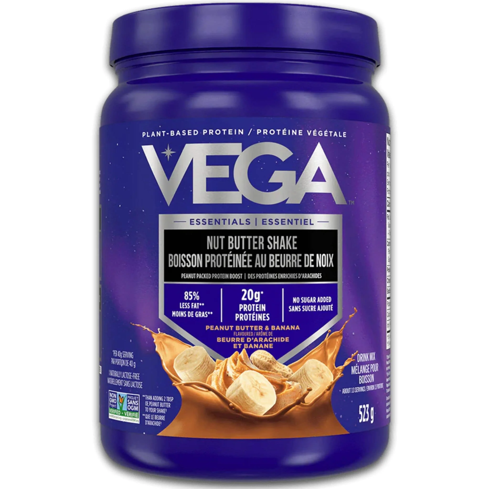 Vega Nut Butter Shake, No Sugar Added Plant Based Protein Shake With Real Peanuts