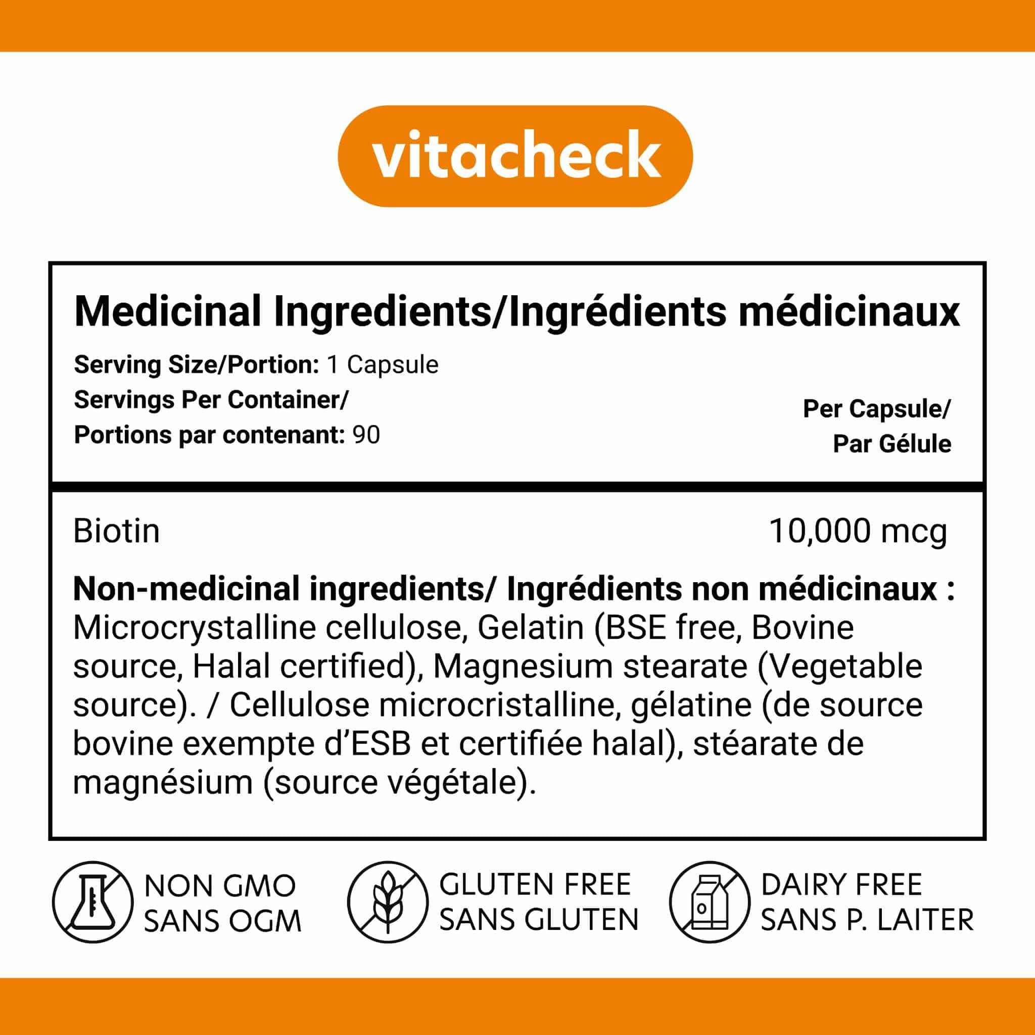 Vitacheck Biotin Extra Strength 10,000mcg, Supports Healthy Hair, Radiant Skin, 90 Vegetable Capsules CLEARANCE 25% Off Expiry 6/28 Final Sale - Image 4