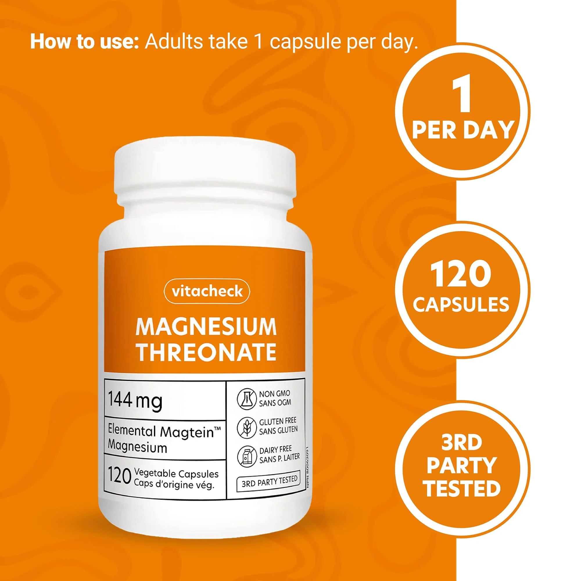 Vitacheck Magnesium Threonate 667mg Magtein, Enhances Cognitive Function, Supports Learning, Memory, Brain Health, 120 Vegetable Capsules CLEARANCE 25% Off Expiry 5/28 Final Sale - Image 4