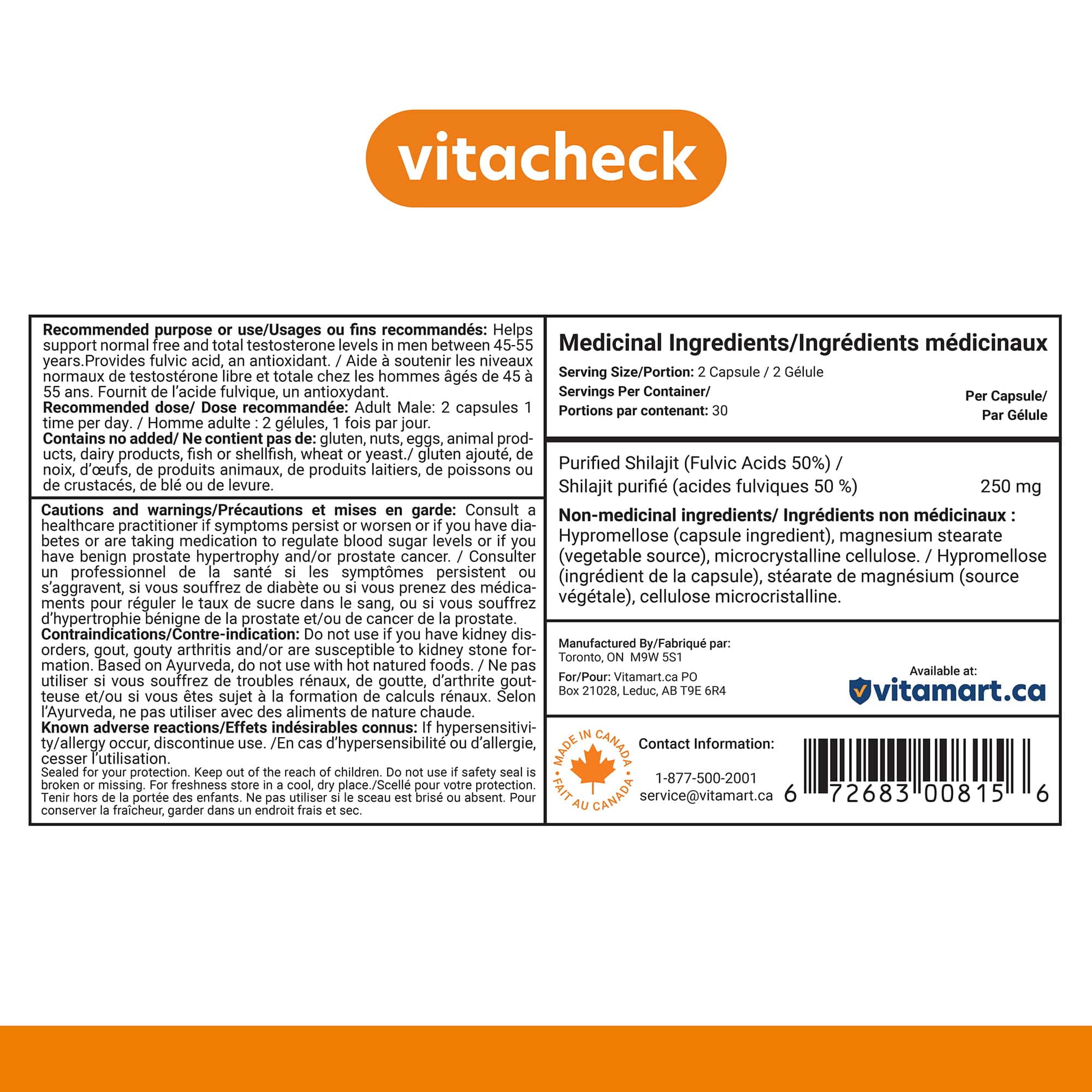 Vitacheck Shilajit 250mg, 50% Fulvic Acid, Natural Testosterone Booster for Men, Supports Energy, Strength and Hormonal Balance, 60 Vegetable Capsules CLEARANCE 25% Off Exp 6/28 Final Sale - Image 8