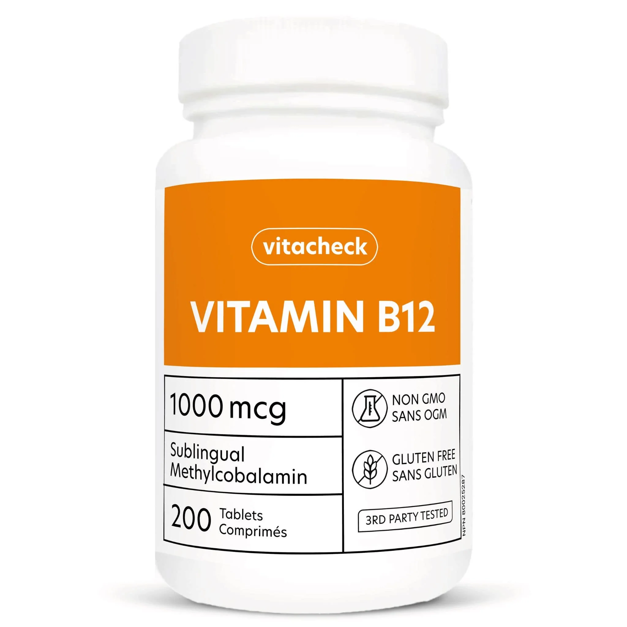 Vitacheck Vitamin B12 1000mcg, Sublingual B12 Quick Dissolve Methylcobalamin, Supports Energy, Healthy Nerve and Blood Cells, 200 Sublingual Tablets