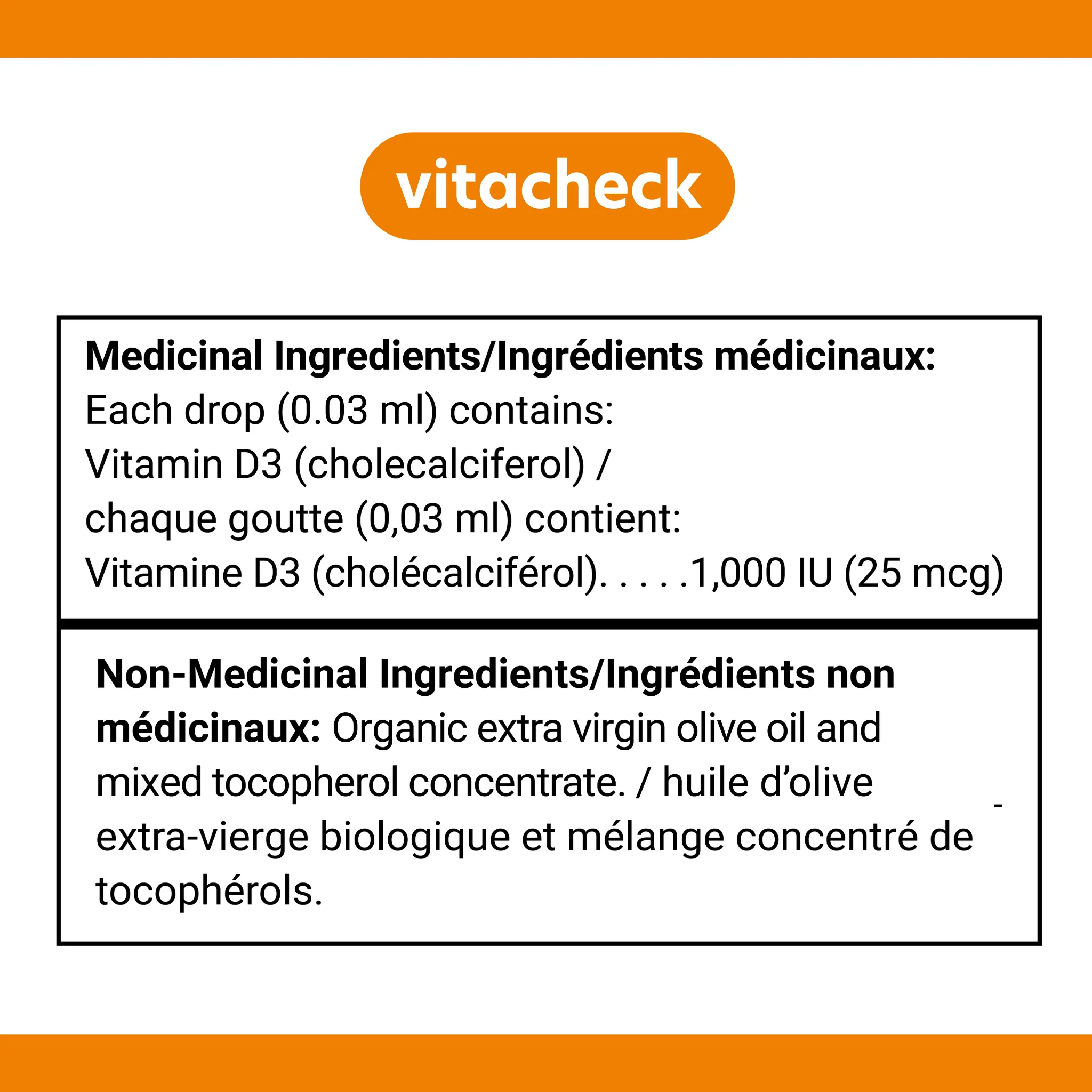 Vitacheck Vitamin D3 Liquid Drops 1000IU with Organic Olive Oil, 500 Servings, 15ml CLEARANCE 25% Off Exp 8/27 Final Sale - Image 3