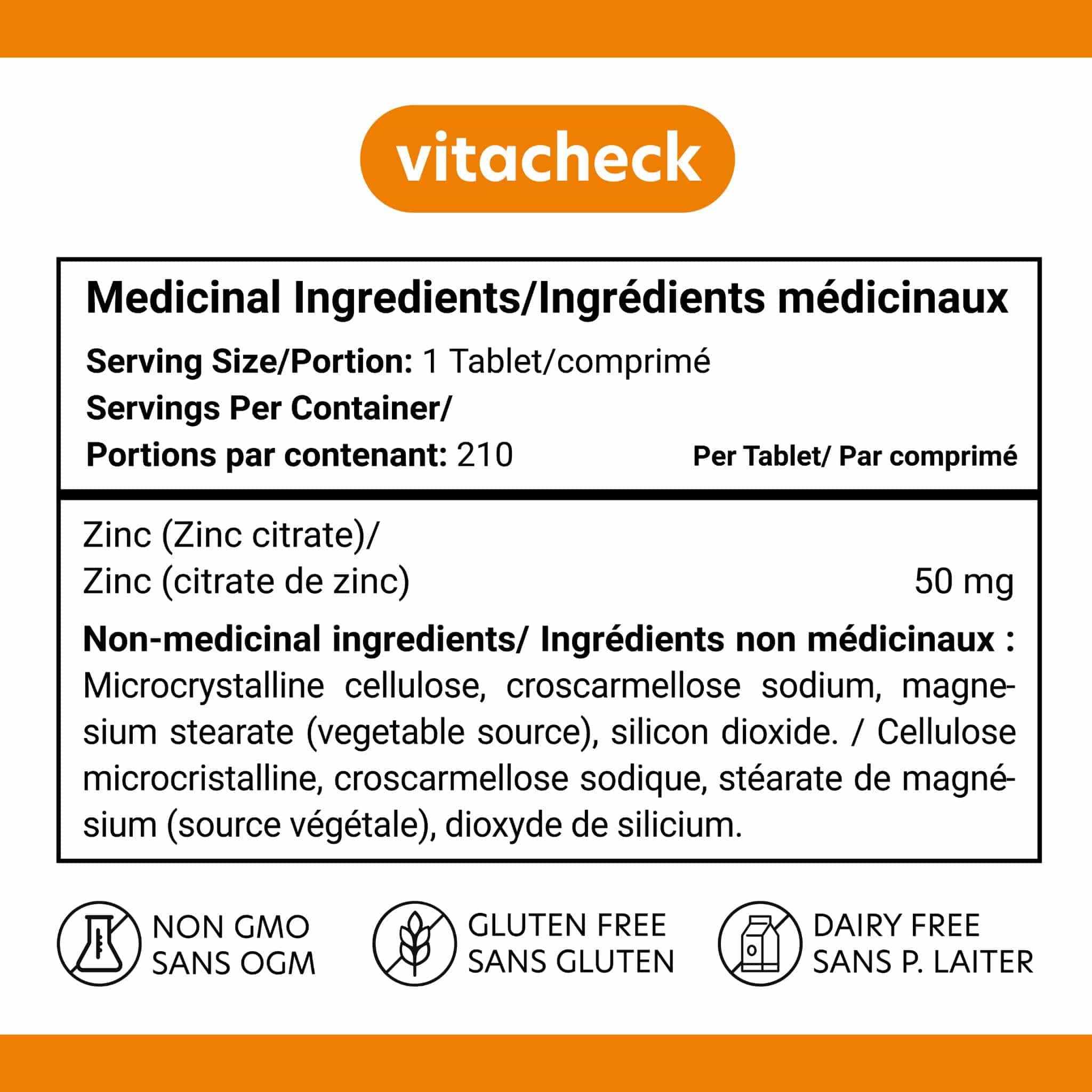Vitacheck Zinc Citrate 50mg, Chelated, Supports Immune and Skin Health, 210 Tablets CLEARANCE 25% Off, Expiry 4/28 Final Sale - Image 4
