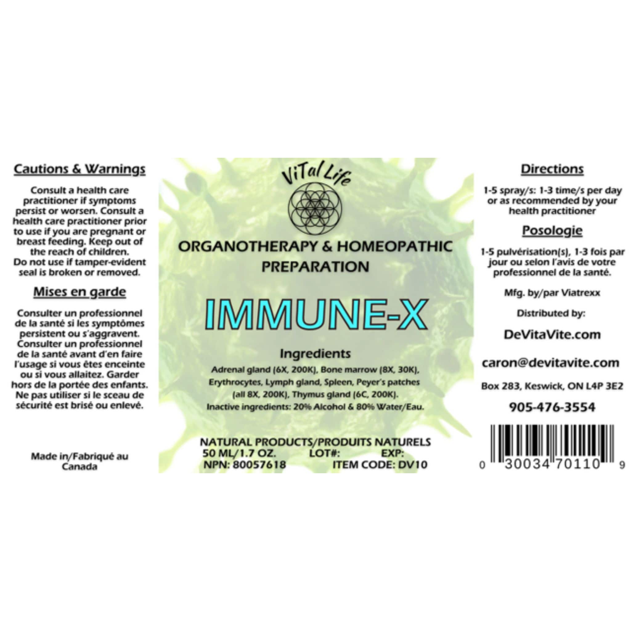 Vital Life Imunexx (IMMUNE-X) Liquid Spray, Homeopathic Remedy for Immune System Support, 50ml - Image 2
