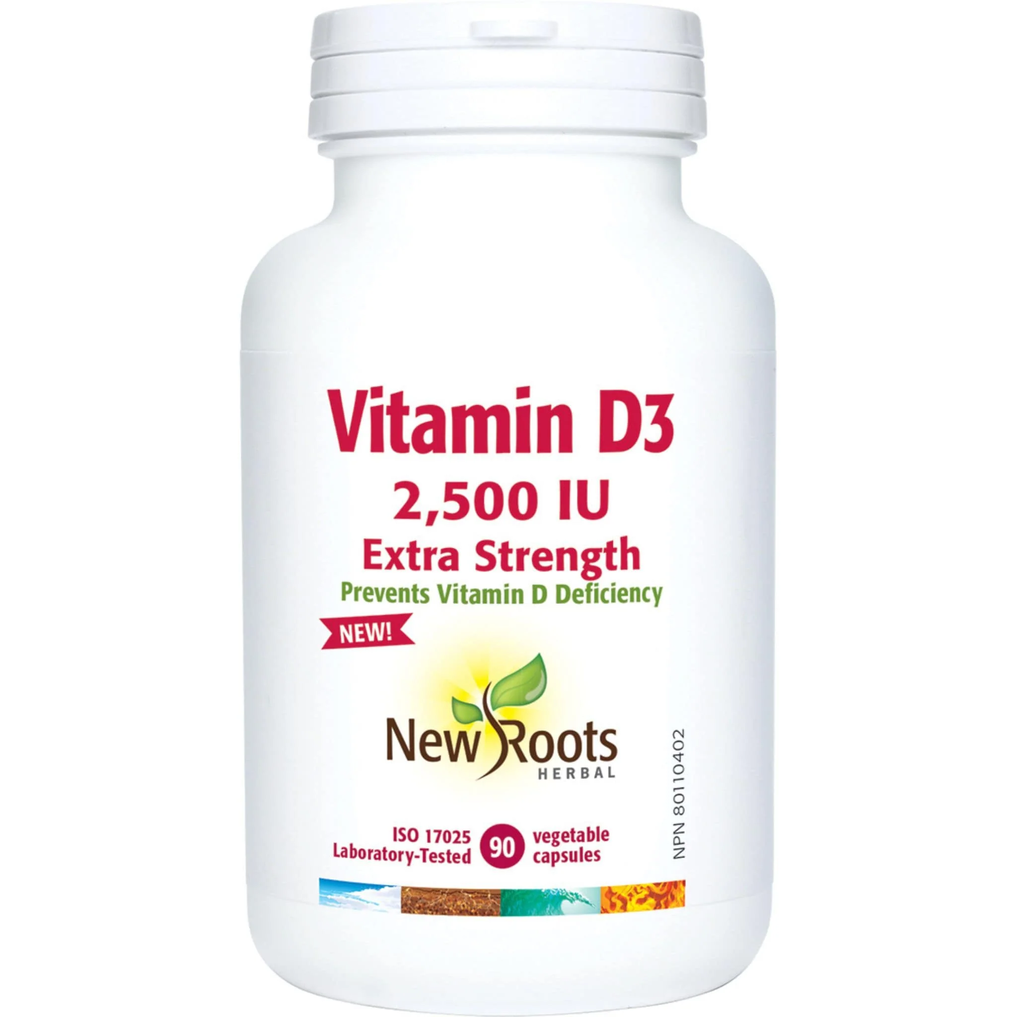 New Roots Vitamin D3 2,500IU Capsules, Extra Strength Vitamin D Capsules