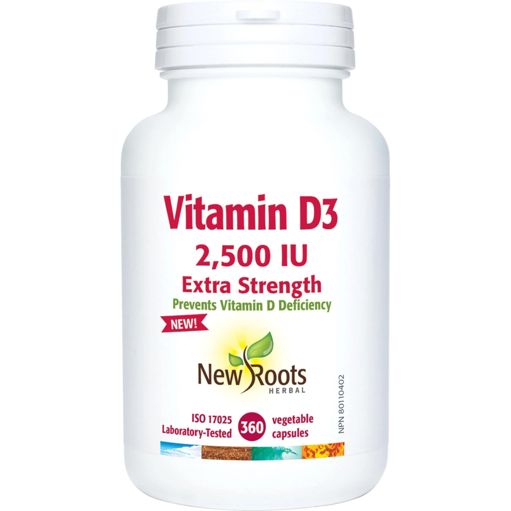 New Roots Vitamin D3 2,500IU Capsules, Extra Strength Vitamin D Capsules - Image 3