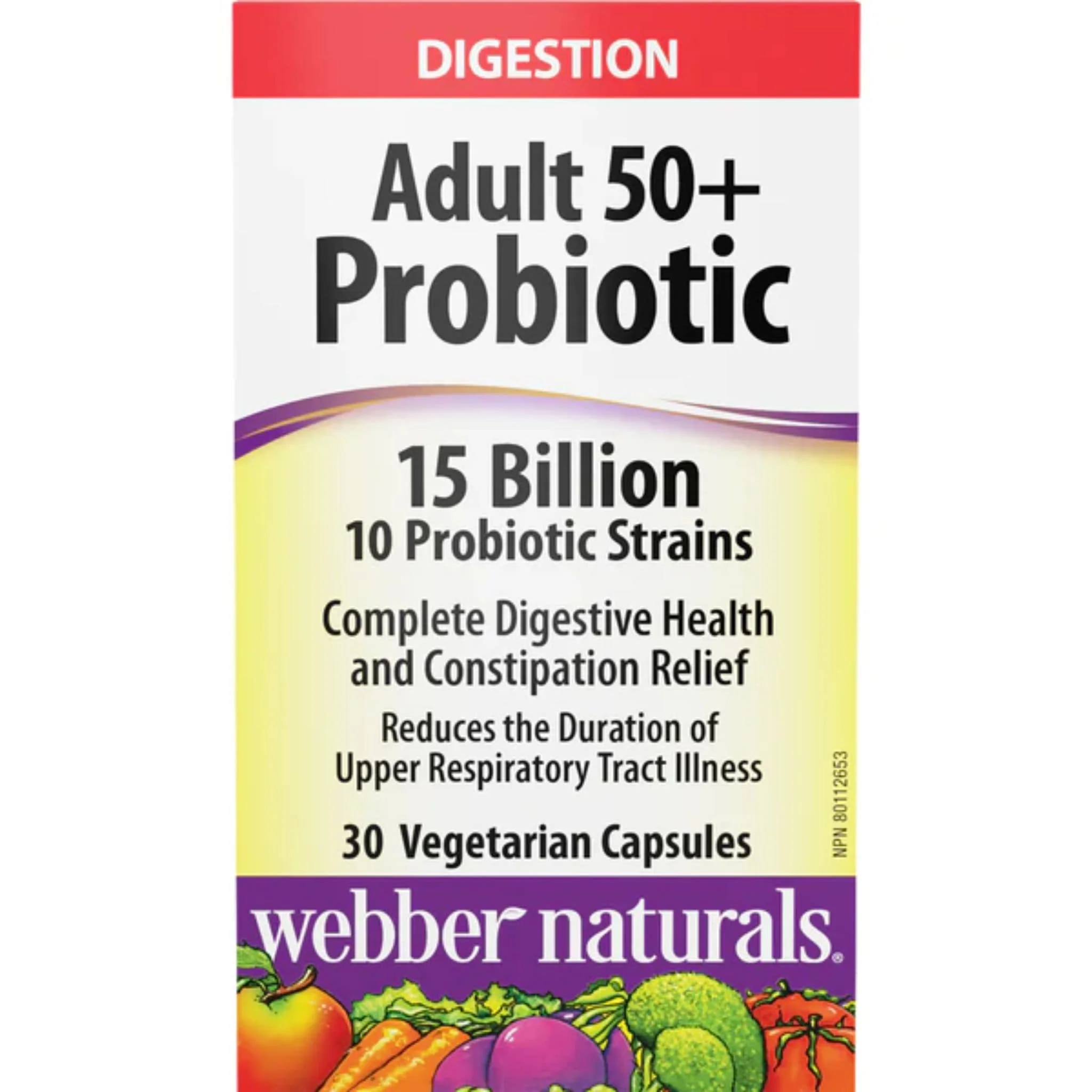 Webber Naturals Adult 50+ Probiotic 15 Billion, 30 Vegetarian Capsules