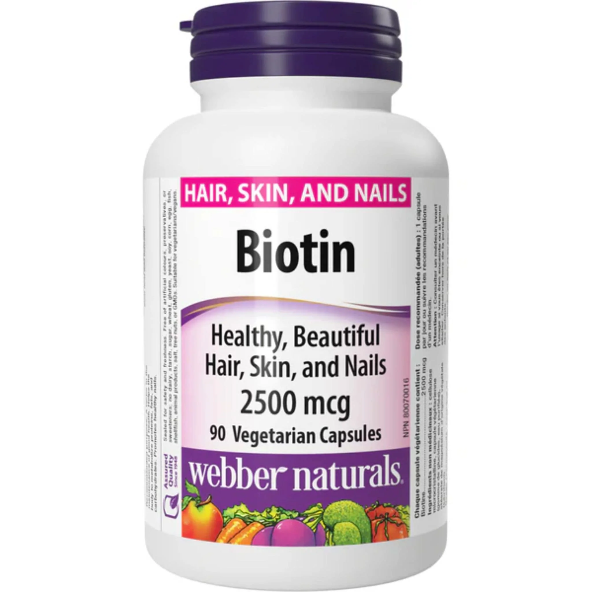 Webber Naturals Biotin 2500mcg, 90 Vegetarian Capsules