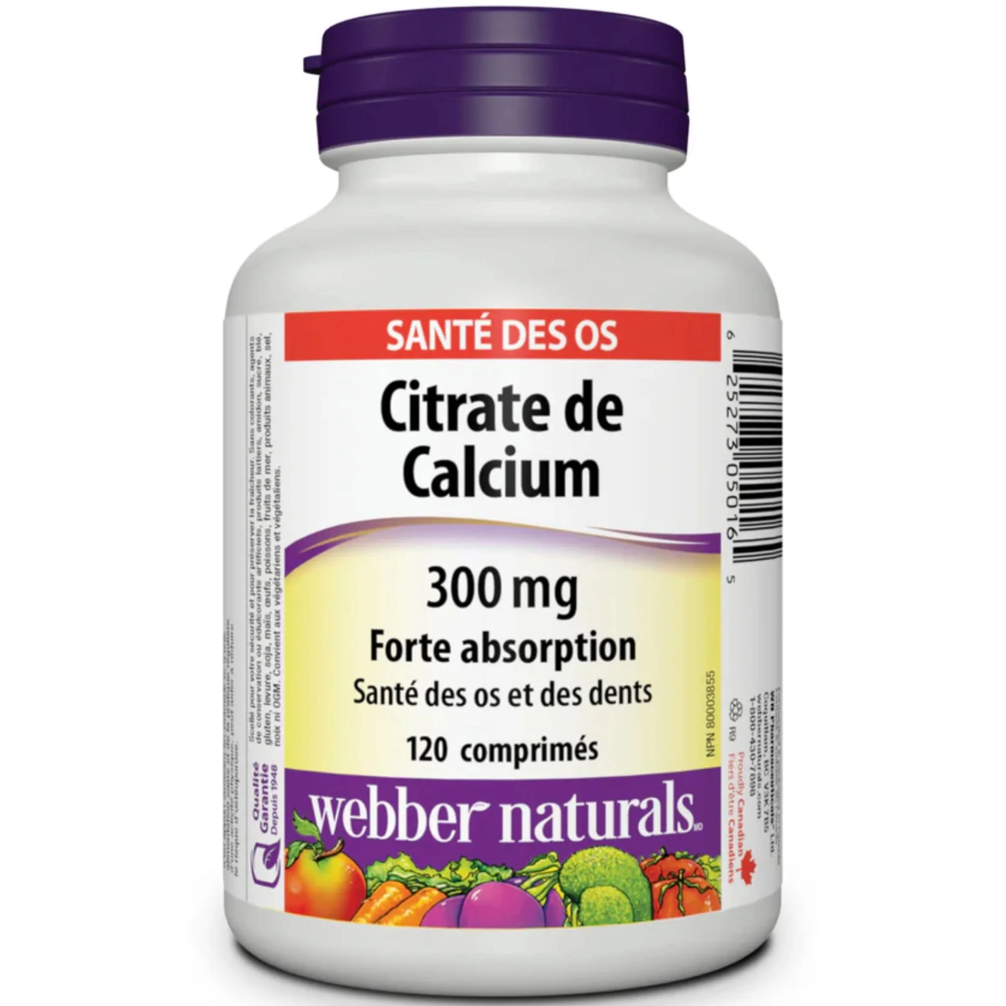 Webber Naturals Calcium Citrate 300mg, High Absorption, 120 Tablets - Image 2
