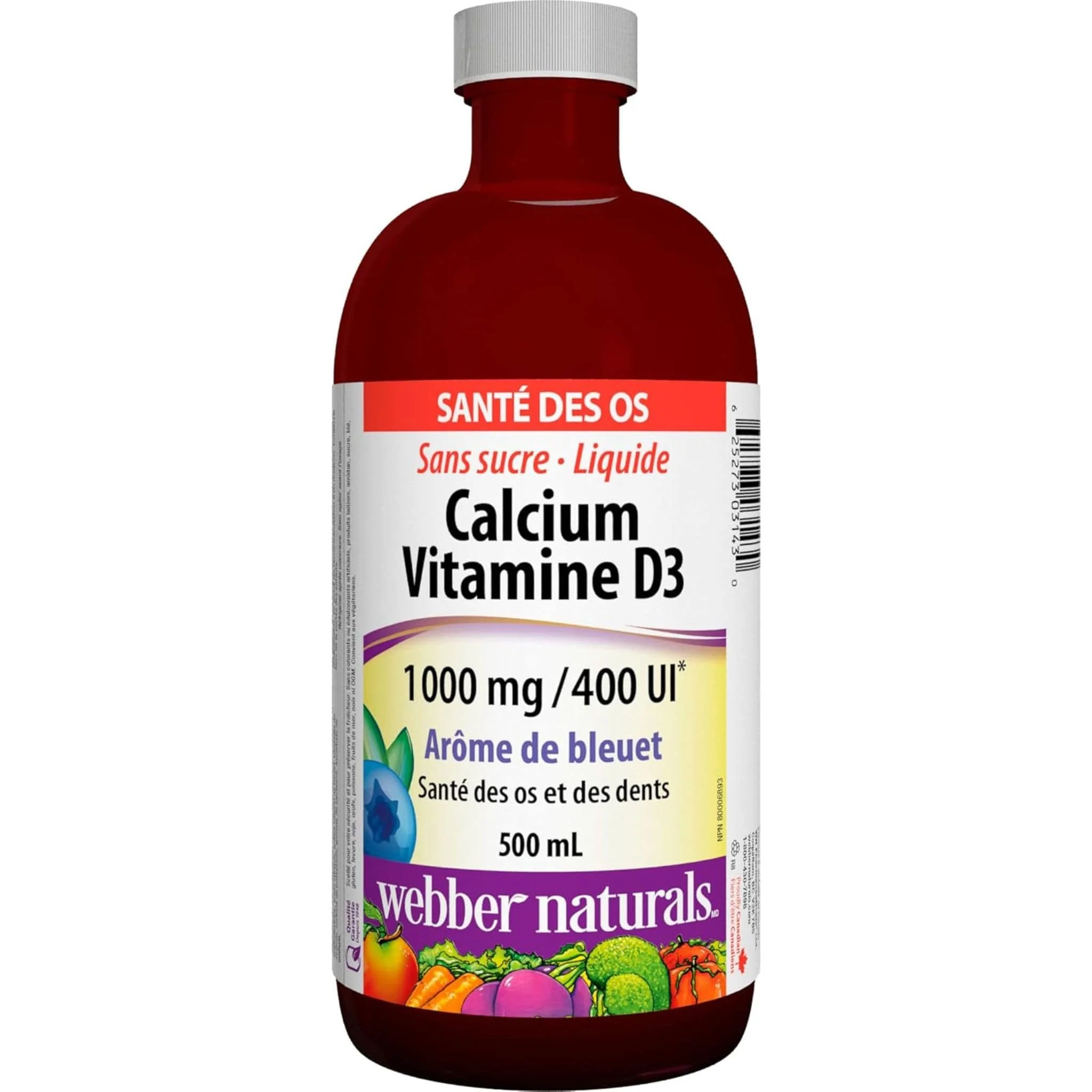 Webber Naturals Calcium with Vitamin D3 Liquid, 1000mg/400IU, 500ml - Image 2
