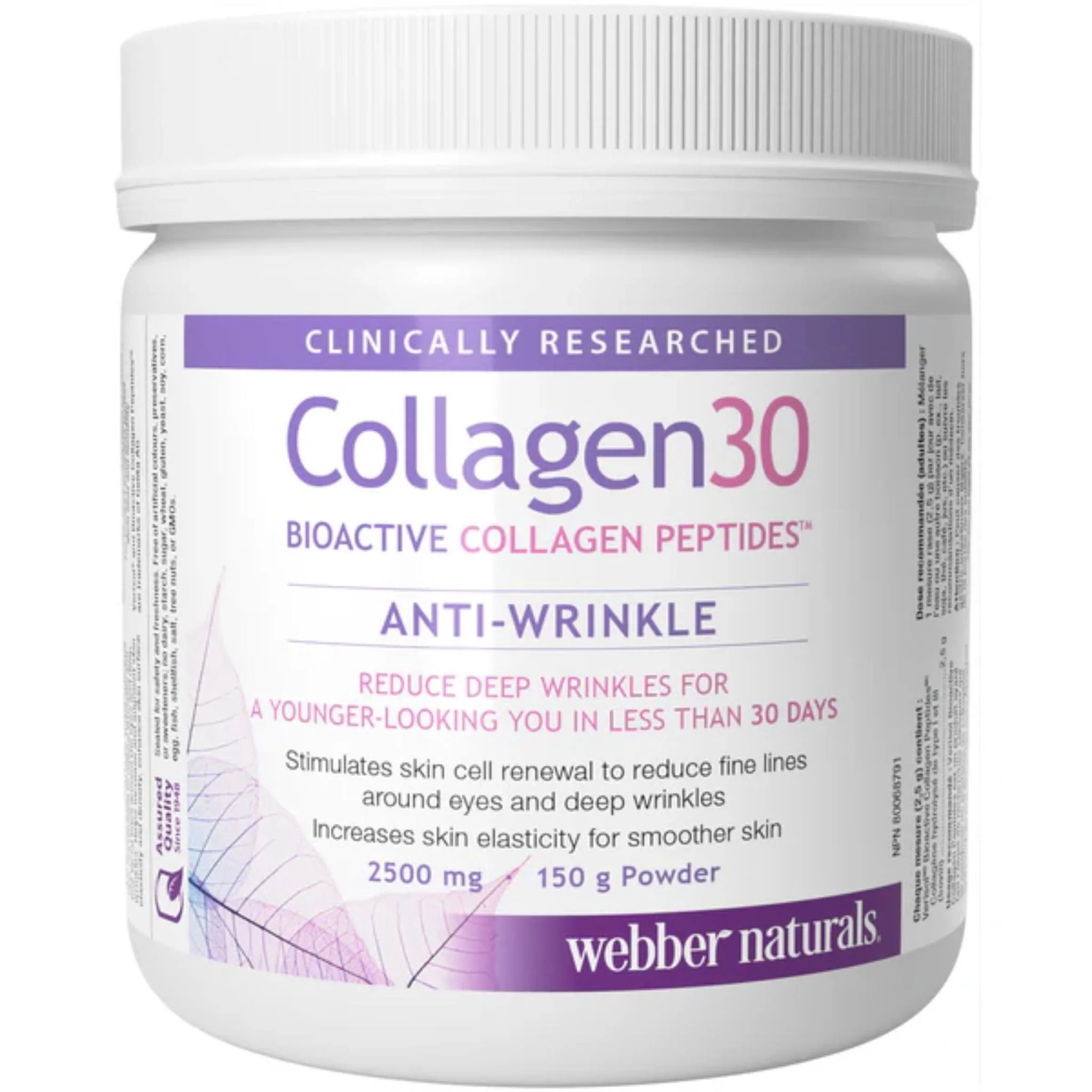 Webber Naturals Collagen30, Anti-Wrinkle, 2500mg, 150g Powder