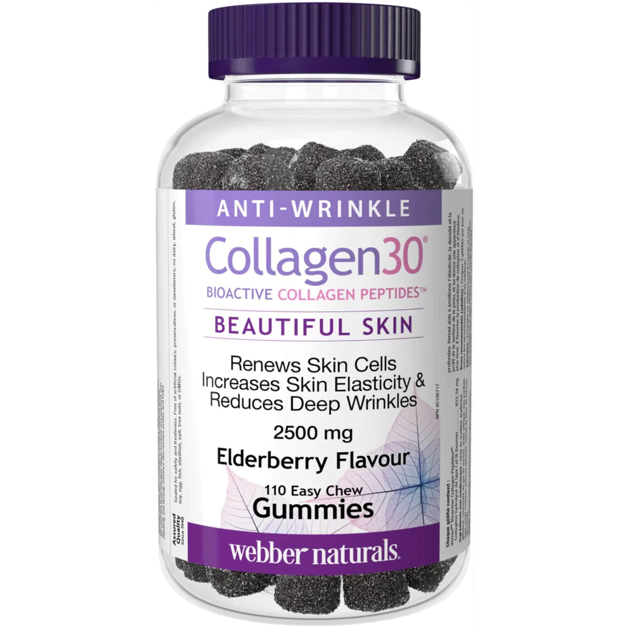 Webber Naturals Collagen30 Bioactive Peptide Collagen Gummies 2500mg, Renews Skin Cells, Reduces Wrinkles, Supports Skin Elasticity 110 Gummies CLEARANCE 35% Off Exp 8/26 Final Sale