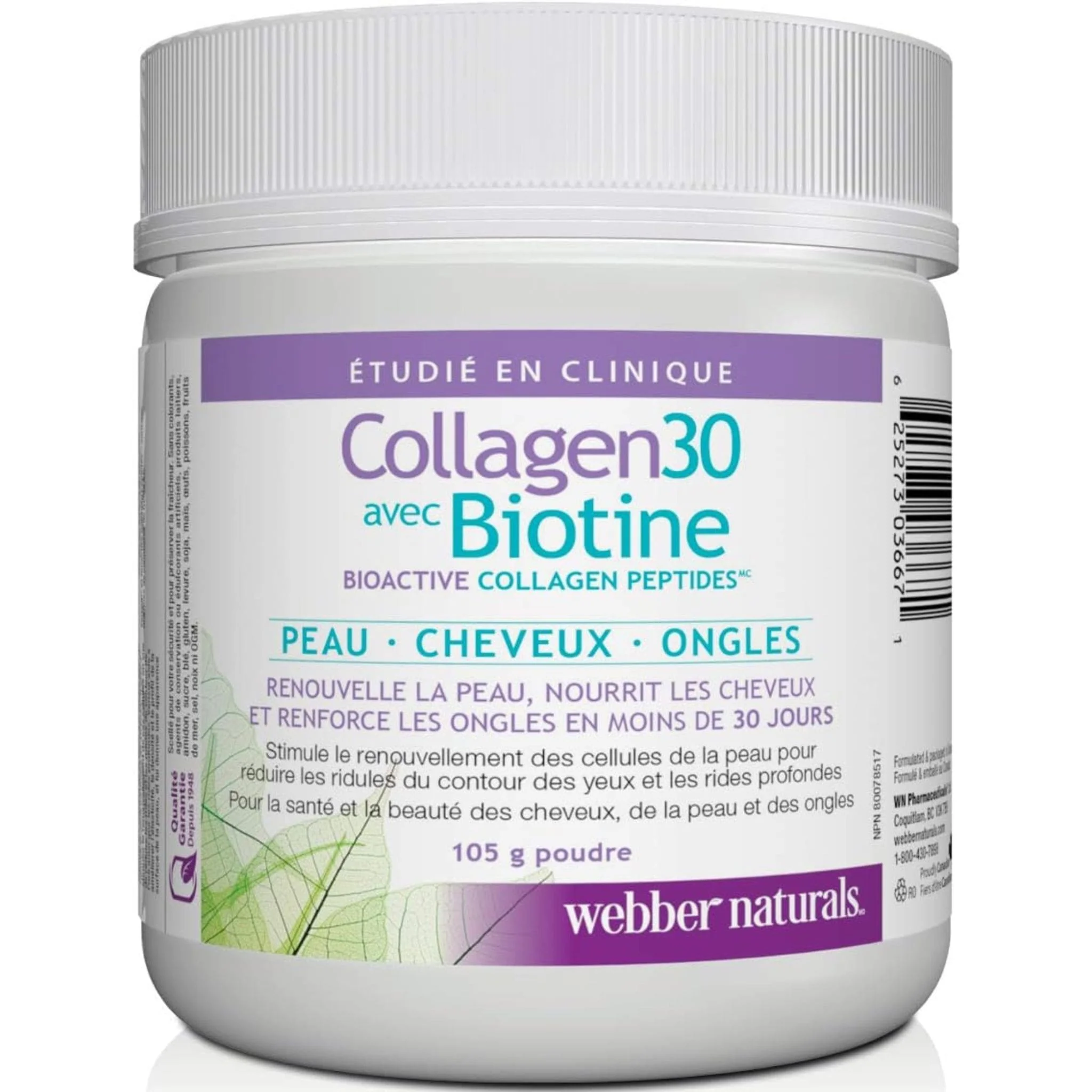 Webber Naturals Collagen30 with Biotin, Bioactive Collagen Peptides, 105g Powder - Image 2